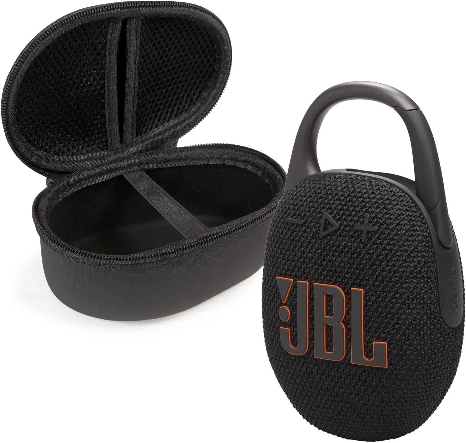 اسپیکر بلوتوثی JBL Clip 5 به همراه کیف محافظ divvi! - مشکی اسپیکر بلوتوثی JBL Clip 5 به همراه کیف محافظ divvi! - مشکی