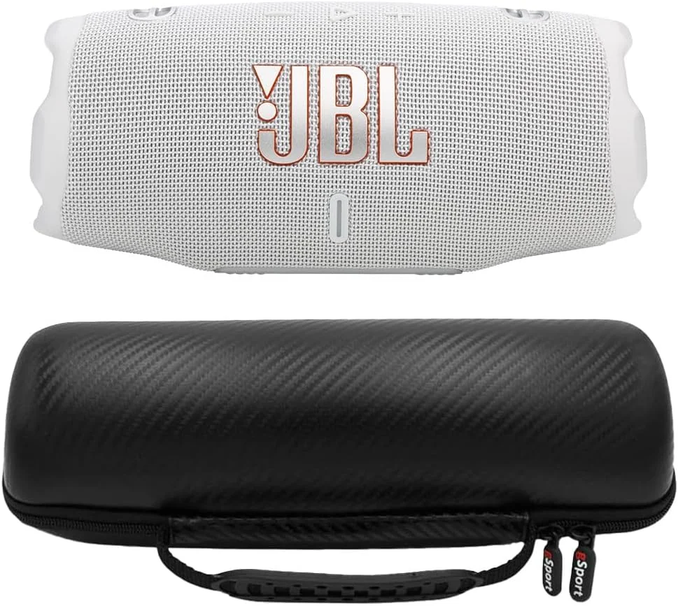 باندل اسپیکر قابل حمل ضد آب JBL Charge 6 به همراه کیف فیبر کربنی gSport (سفید) باندل اسپیکر قابل حمل ضد آب JBL Charge 6 به همراه کیف فیبر کربنی gSport (سفید)