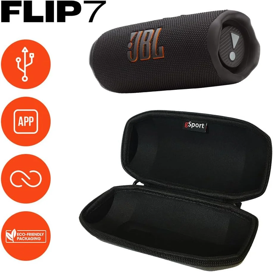 اسپیکر بلوتوثی قابل حمل JBL FLIP 7 ضد آب همراه با کیف فیبر کربنی gSport (مشکی) اسپیکر بلوتوثی قابل حمل JBL FLIP 7 ضد آب همراه با کیف فیبر کربنی gSport (مشکی)