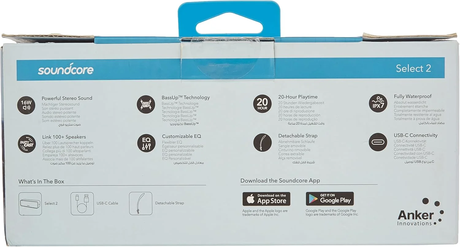 اسپیکر بلوتوثی قابل حمل انکر SOUNDCORE SELECT 2 مشکی اسپیکر بلوتوثی قابل حمل انکر SOUNDCORE SELECT 2 مشکی