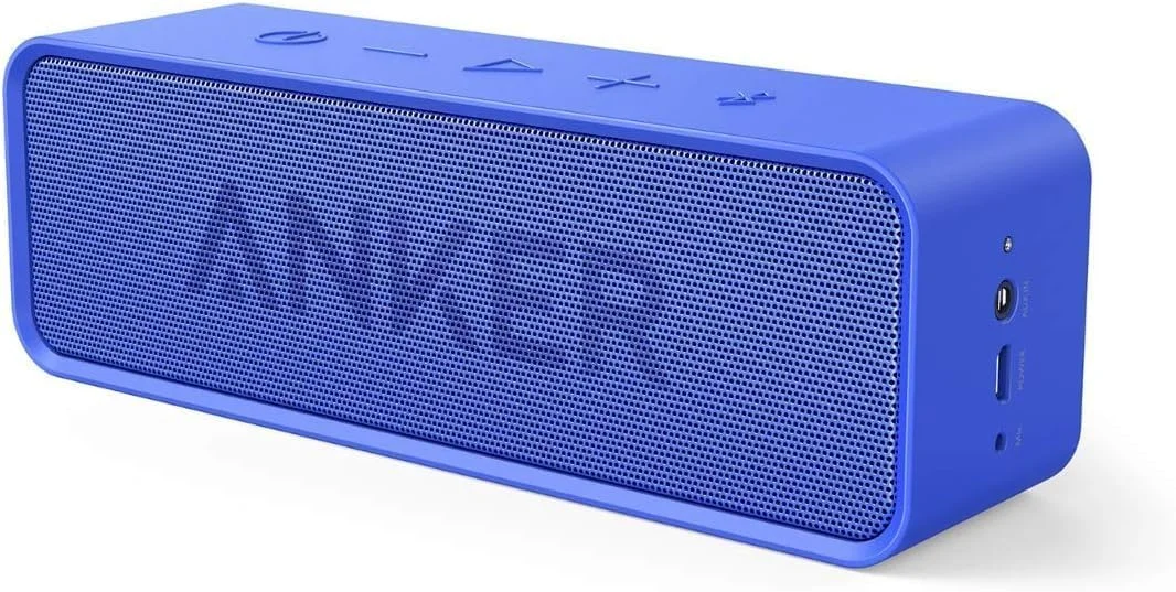 اسپیکر بلوتوثی Anker SoundCore با 24 ساعت پخش موسیقی، برد بلوتوث 20 متری و میکروفون داخلی، اسپیکر بی سیم قابل حمل دو درایوره با اعوجاج هارمونیک کم و صدای برتر - آبی