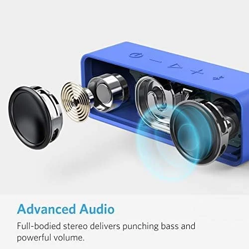 اسپیکر بلوتوثی Anker SoundCore با 24 ساعت پخش موسیقی، برد بلوتوث 20 متری و میکروفون داخلی، اسپیکر بی سیم قابل حمل دو درایوره با اعوجاج هارمونیک کم و صدای برتر - آبی اسپیکر بلوتوثی Anker SoundCore با 24 ساعت پخش موسیقی، برد بلوتوث 20 متری و میکروفون داخلی، اسپیکر بی سیم قابل حمل دو درایوره با اعوجاج هارمونیک کم و صدای برتر - آبی