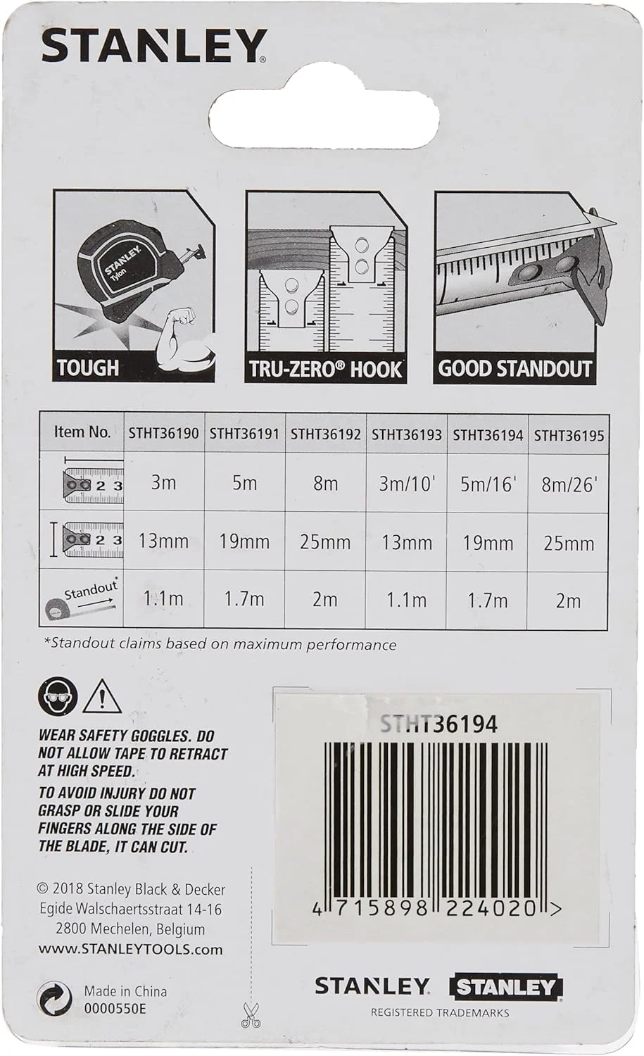 متر نواری استنلی مدل Tylon Stht30696-8