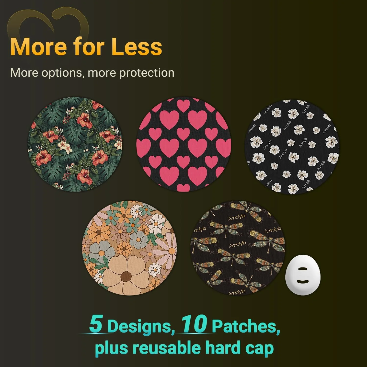 برچسب های چسبی Dexcom G7، بسته 10 عددی روکش های Dexcom Stelo، ضد ضربه با درپوش سخت، ضد آب، تنفس پذیر، چسب پزشکی، محافظت 10 روزه CGM (طرح قلب)