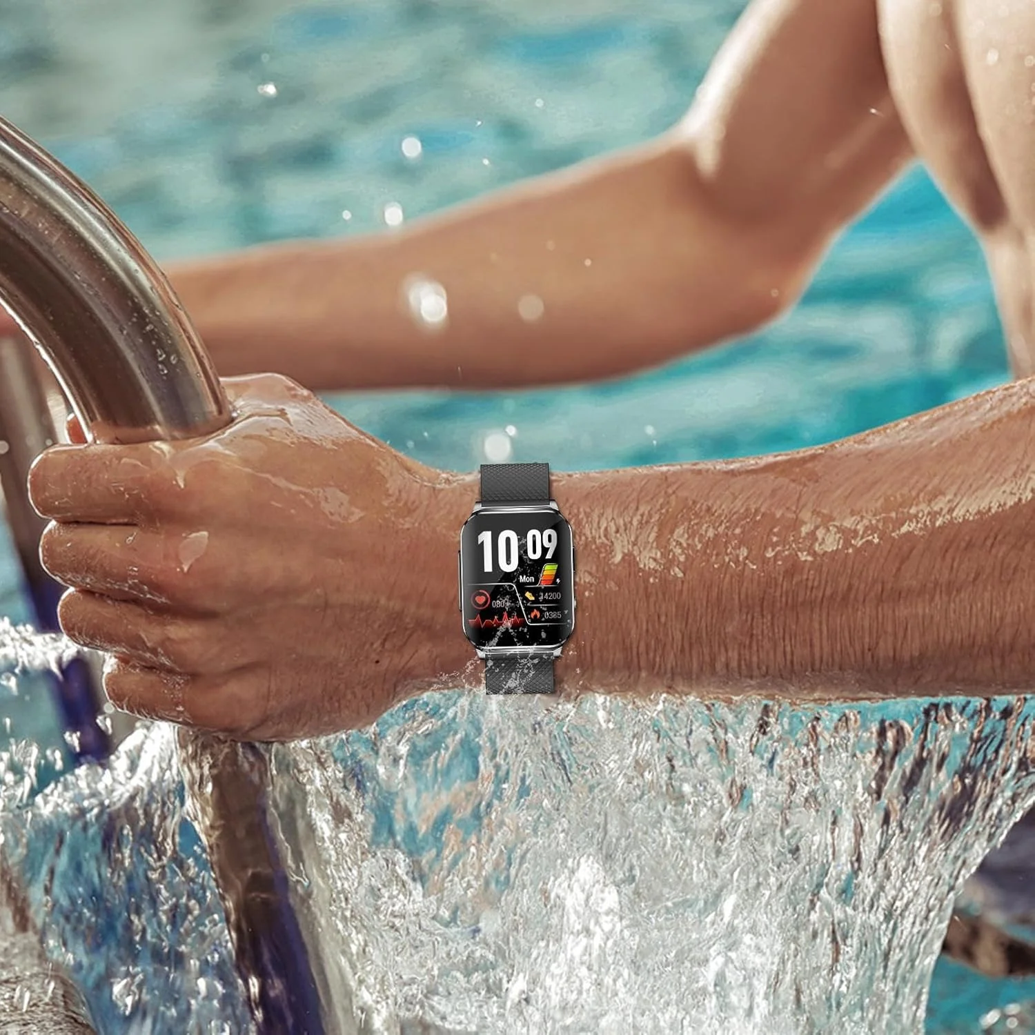 ساعت هوشمند پایش قند خون - ساعت هوشمند EP03 مانیتور قند خون | ساعت هوشمند تست فشار خون 24 ساعته، ساعت مچی صفحه لمسی 1.83 اینچی برای مردان و زنان