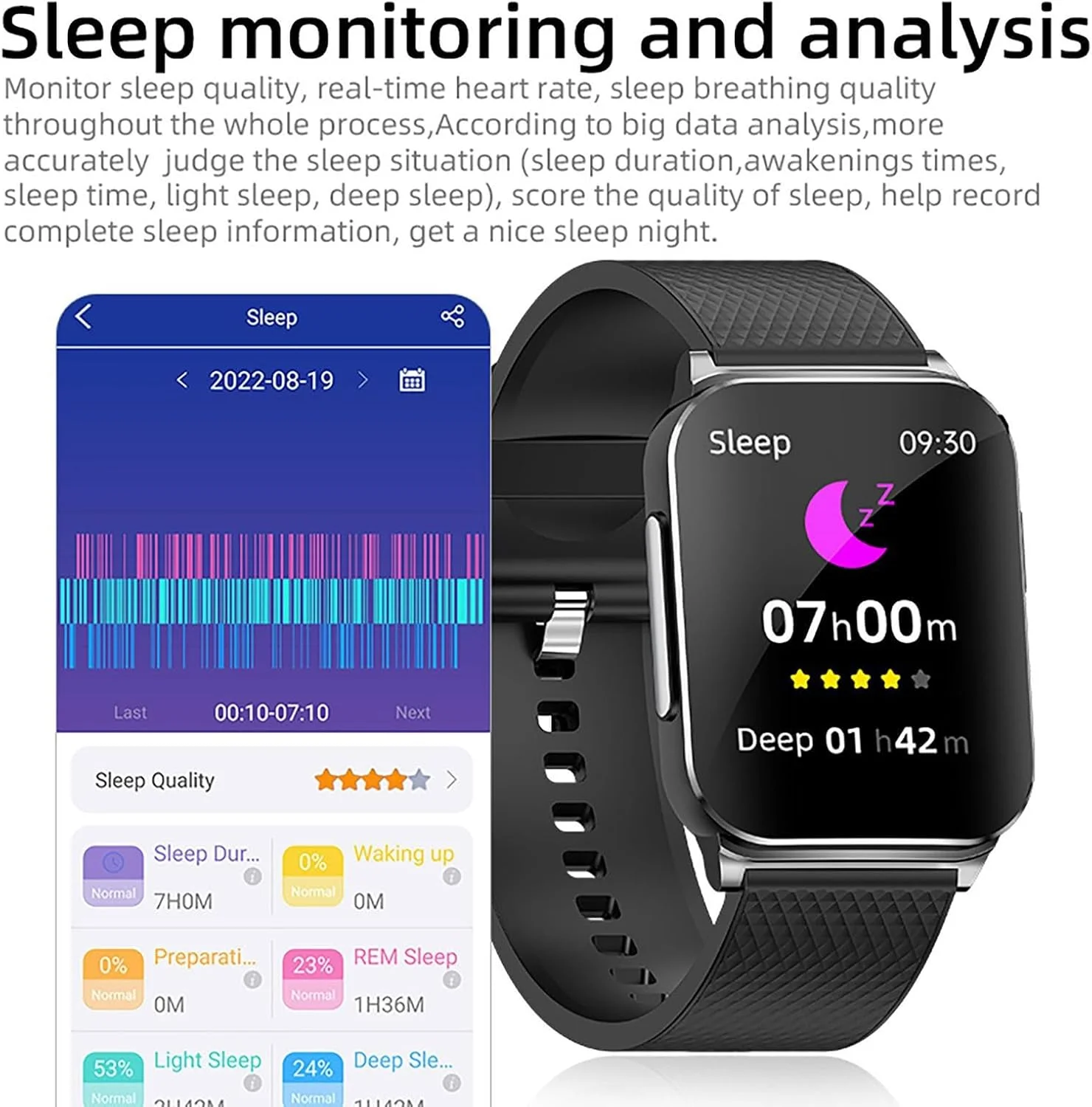 ساعت هوشمند پایش قند خون - ساعت هوشمند EP03 مانیتور قند خون | ساعت هوشمند تست فشار خون 24 ساعته، ساعت مچی صفحه لمسی 1.83 اینچی برای مردان و زنان