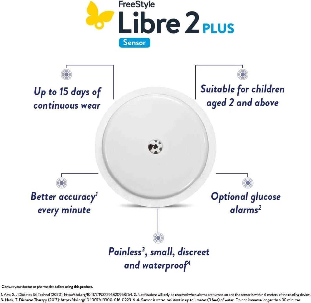 FreeStyle Libre 2 Plus، پایش مداوم گلوکز، حسگر هوشمند برای پایش خون دیابت CGM، سازگار با دستگاه های هوشمند، 15 روز آزمایش دقیق و بدون سوزن، مانیتور گلوکومتر FreeStyle Libre 2 Plus، پایش مداوم گلوکز، حسگر هوشمند برای پایش خون دیابت CGM، سازگار با دستگاه های هوشمند، 15 روز آزمایش دقیق و بدون سوزن، مانیتور گلوکومتر