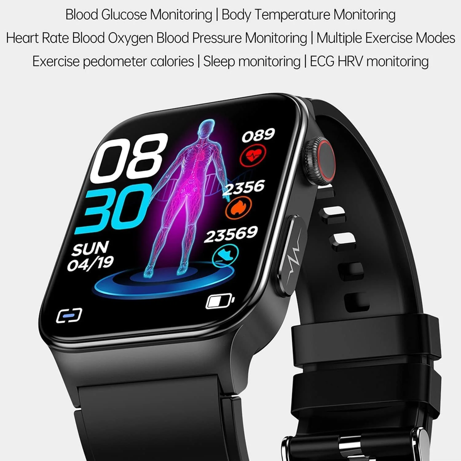 ساعت هوشمند DISXKAER، ساعت هوشمند ضد آب Ipx68 با قابلیت پایش قند خون، ساعت هوشمند تست قند خون غیر تهاجمی (B) ساعت هوشمند DISXKAER، ساعت هوشمند ضد آب Ipx68 با قابلیت پایش قند خون، ساعت هوشمند تست قند خون غیر تهاجمی (B)