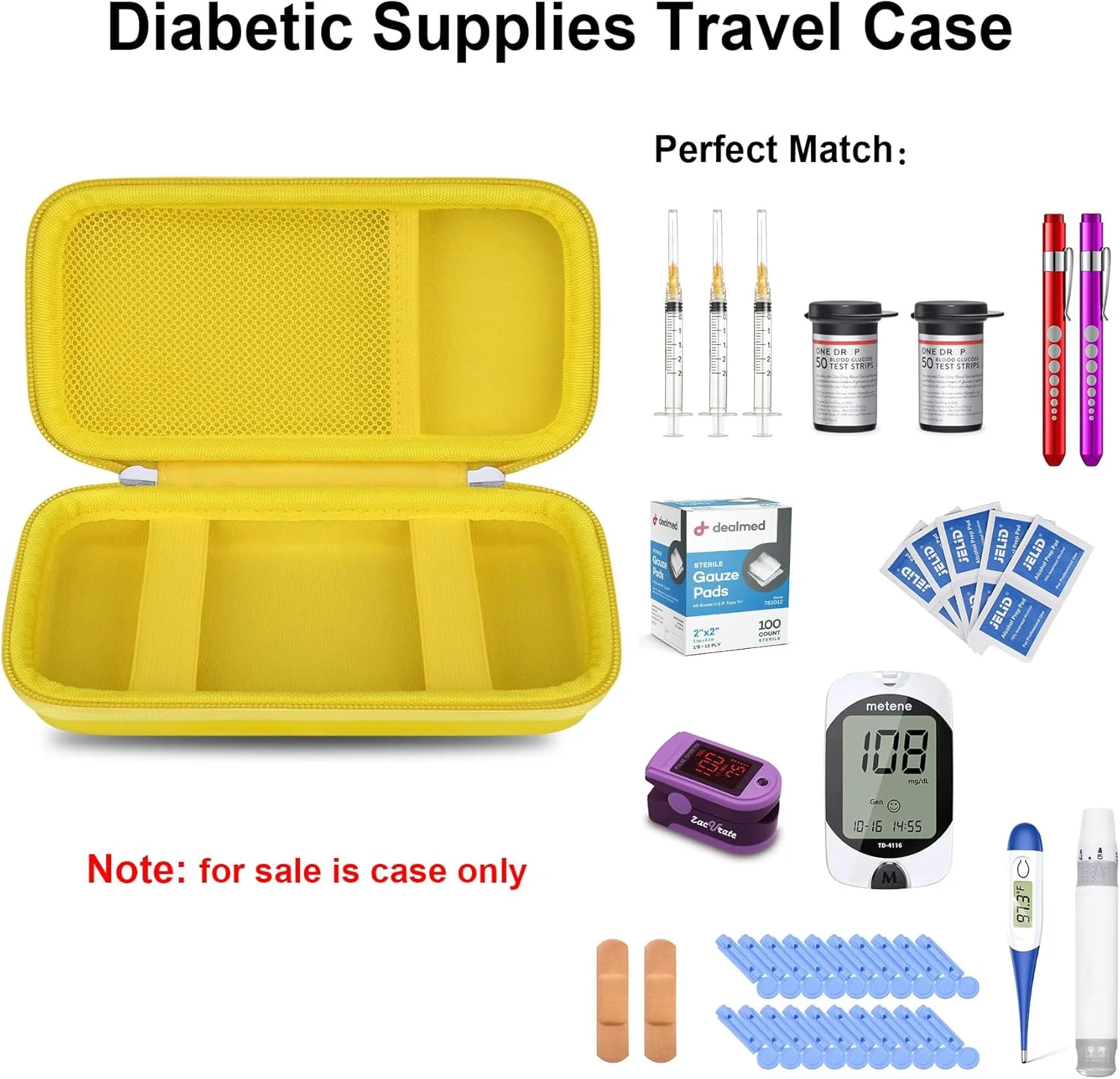 کیف حمل لوازم دیابت Elonbo، کیف سازماندهی لوازم دیابت، کیف نگهداری دستگاه گلوکز، کیف حمل قلم انسولین برای دستگاه تست قند خون، نوارهای تست قند خون، سوزن ها، سرنگ، زرد کیف حمل لوازم دیابت Elonbo، کیف سازماندهی لوازم دیابت، کیف نگهداری دستگاه گلوکز، کیف حمل قلم انسولین برای دستگاه تست قند خون، نوارهای تست قند خون، سوزن ها، سرنگ، زرد