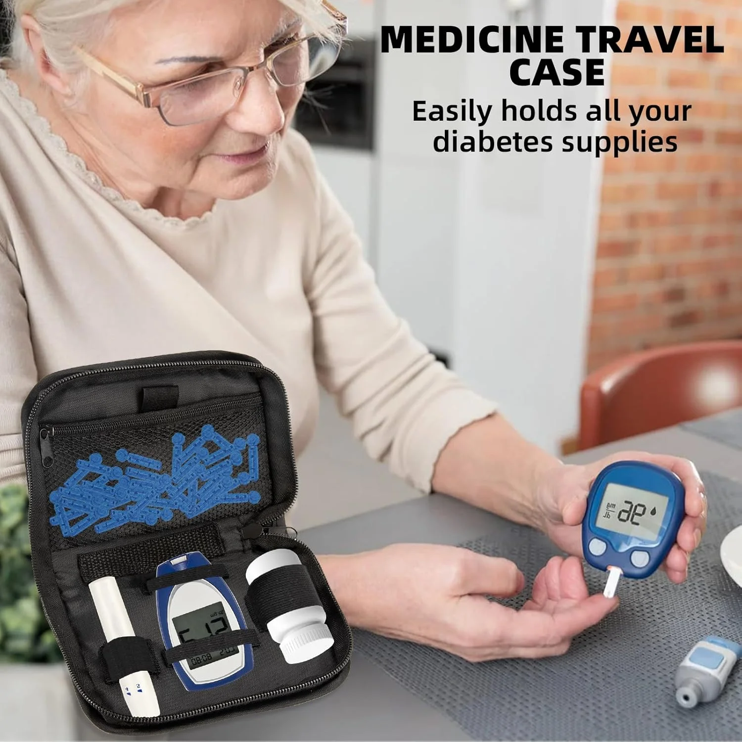 کیف حمل لوازم دیابت JFHNMLW - مورد تایید TSA، کیف حمل دستگاه گلوکز و انسولین برای نوار تست و دستگاه قند خون (مشکی) کیف حمل لوازم دیابت JFHNMLW - مورد تایید TSA، کیف حمل دستگاه گلوکز و انسولین برای نوار تست و دستگاه قند خون (مشکی)