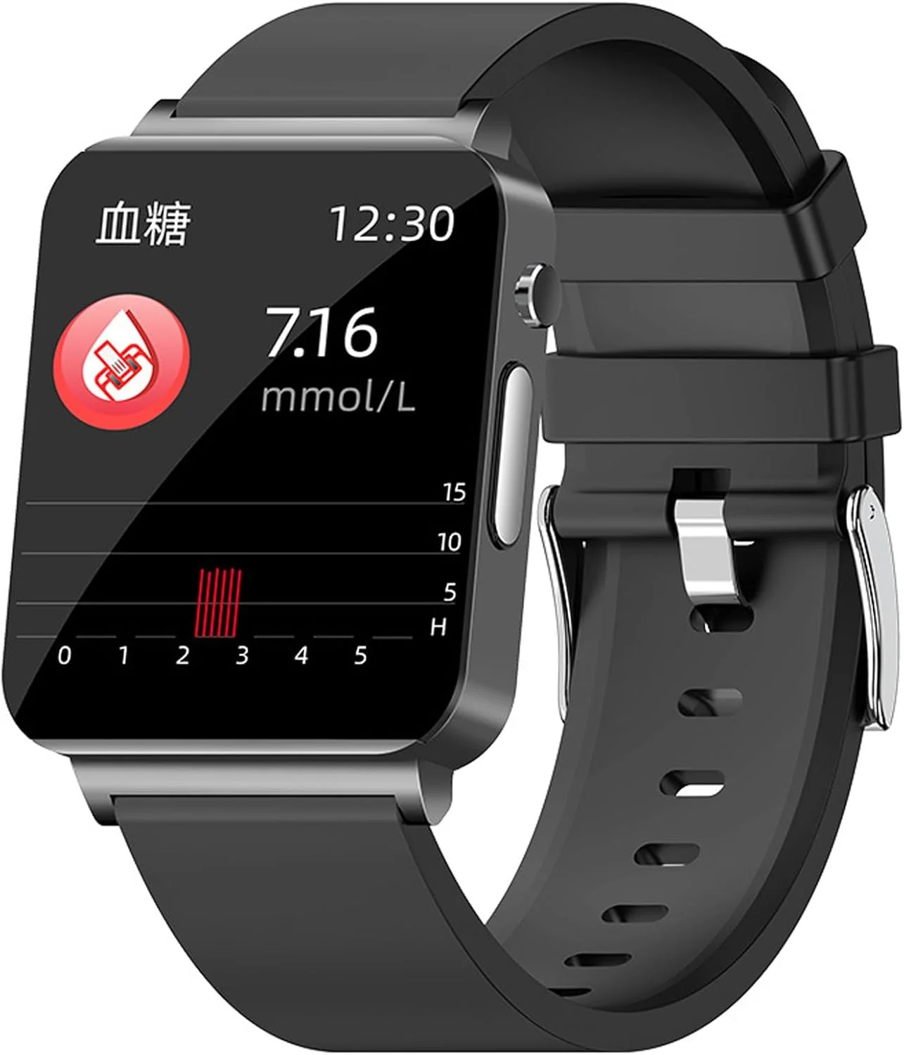 ساعت هوشمند پایش قند خون MIUXE ECG، ردیاب تناسب اندام با قابلیت سنجش چربی خون، اسید اوریک، ECG+PPG، فشار خون غیرتهاجمی، ساعت هوشمند دیابت، مشکی، بزرگ