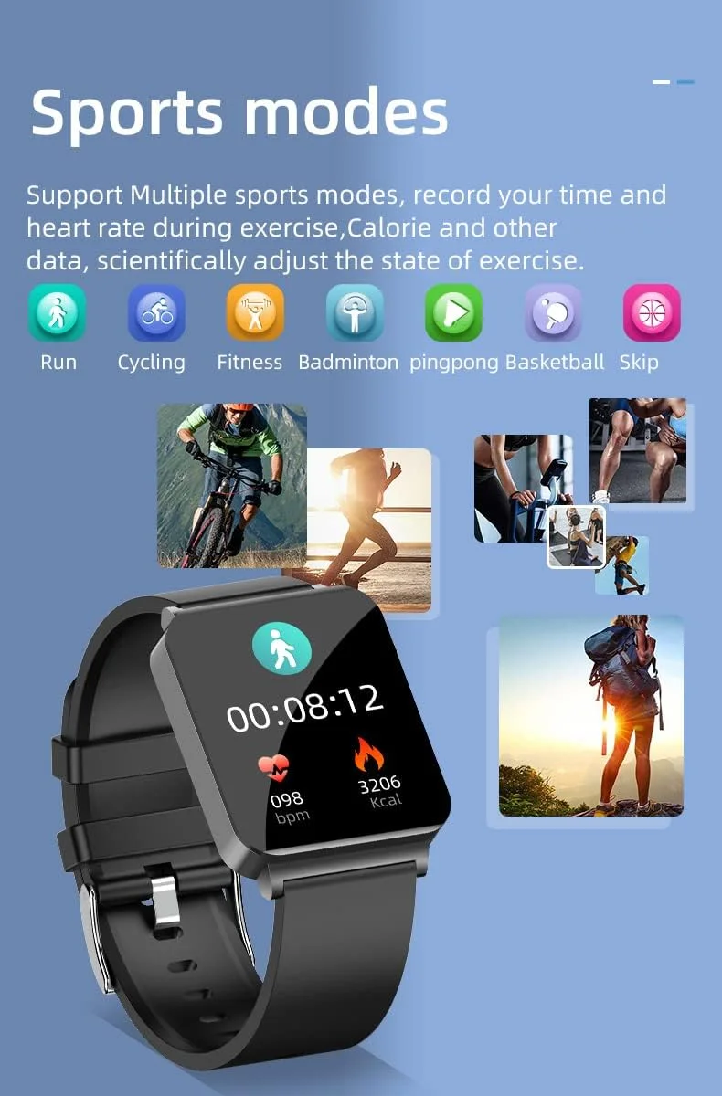 ساعت هوشمند پایش قند خون MIUXE ECG، ردیاب تناسب اندام با قابلیت سنجش چربی خون، اسید اوریک، ECG+PPG، فشار خون غیرتهاجمی، ساعت هوشمند دیابت، مشکی، بزرگ