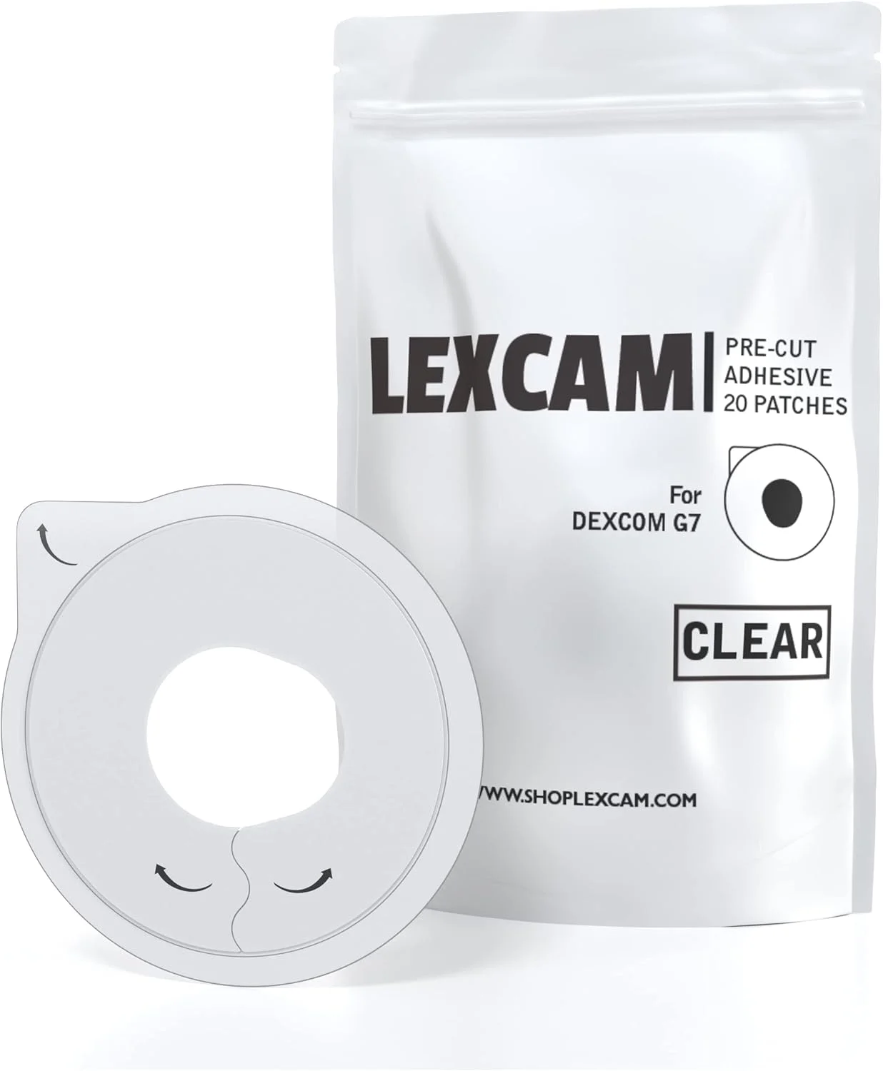 برچسب های چسبی از پیش برش خورده Lexcam برای Dexcom G7، Stelo - بسته 20 عددی - ضد آب، روکش های شفاف برای نظارت مداوم بر گلوکز، سنسور شامل نمی شود