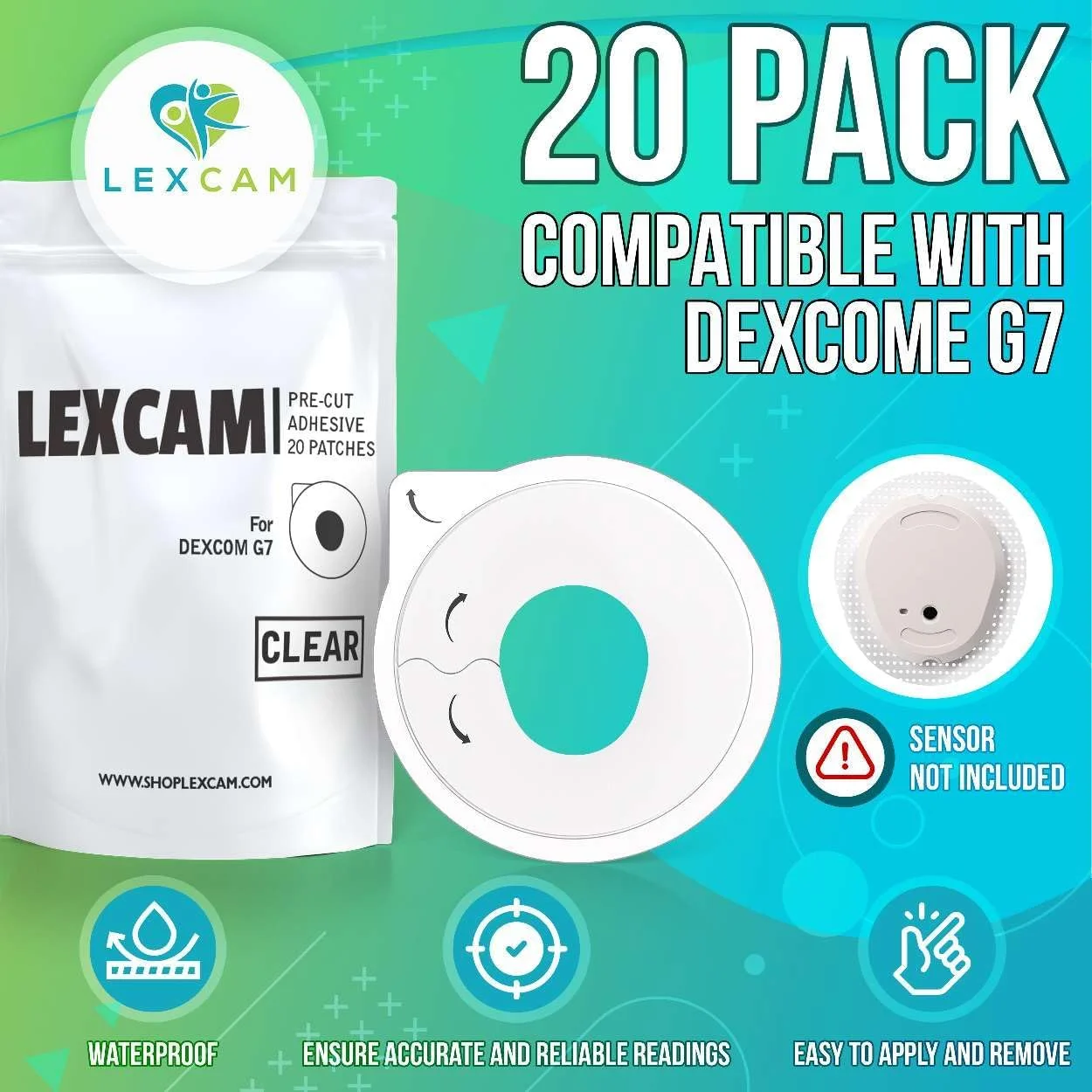 برچسب های چسبی از پیش برش خورده Lexcam برای Dexcom G7، Stelo - بسته 20 عددی - ضد آب، روکش های شفاف برای نظارت مداوم بر گلوکز، سنسور شامل نمی شود برچسب های چسبی از پیش برش خورده Lexcam برای Dexcom G7، Stelo - بسته 20 عددی - ضد آب، روکش های شفاف برای نظارت مداوم بر گلوکز، سنسور شامل نمی شود