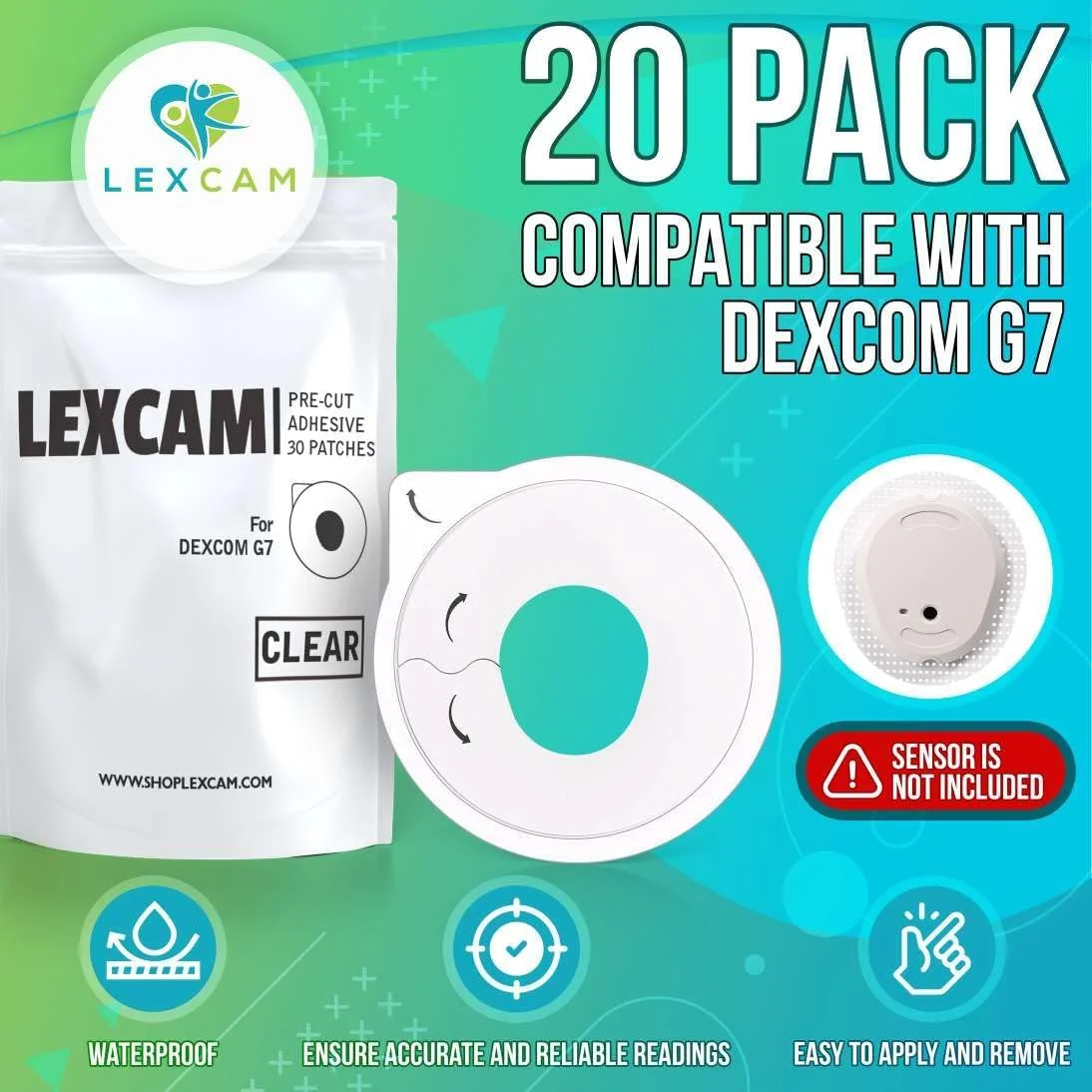 برچسب های چسبی از پیش برش خورده Lexcam برای Dexcom G7، Stelo - بسته 20 عددی - ضد آب، روکش های شفاف برای نظارت مداوم بر گلوکز، سنسور شامل نمی شود برچسب های چسبی از پیش برش خورده Lexcam برای Dexcom G7، Stelo - بسته 20 عددی - ضد آب، روکش های شفاف برای نظارت مداوم بر گلوکز، سنسور شامل نمی شود