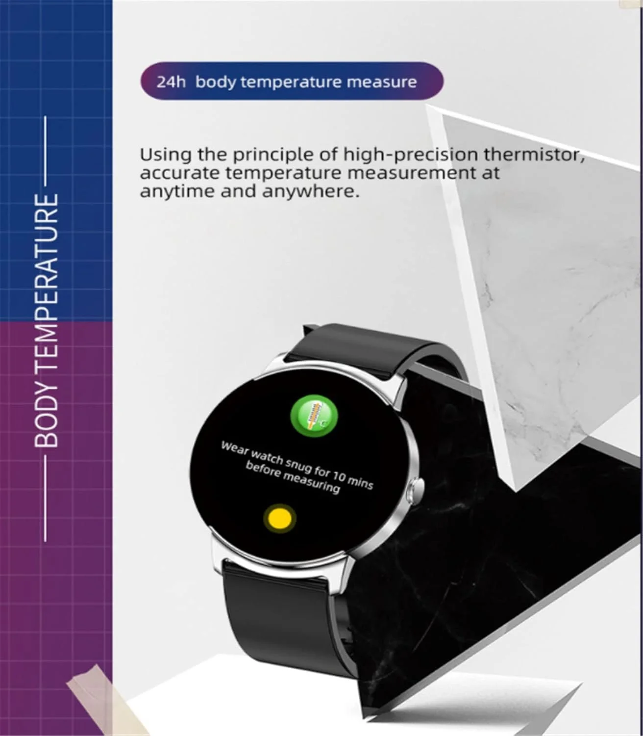 ساعت هوشمند MIUXE با قابلیت پایش قند خون، ردیاب تناسب اندام با قابلیت سنجش دمای بدن، ضربان قلب، فشار خون، اکسیژن خون، ردیاب فعالیت برای آقایان و بانوان، NFC، مشکی