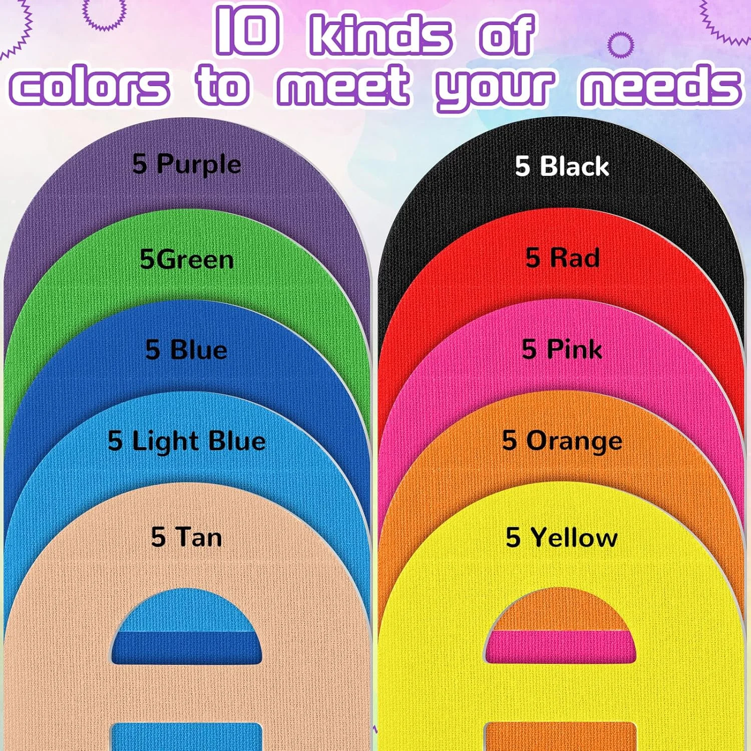 ۵۰ عدد چسب ضد آب از پیش برش خورده Nuanchu سازگار با Omnipod 5، دارای بند و مقاوم در برابر تعریق، محافظ سنسور مداوم گلوکز (رنگی)