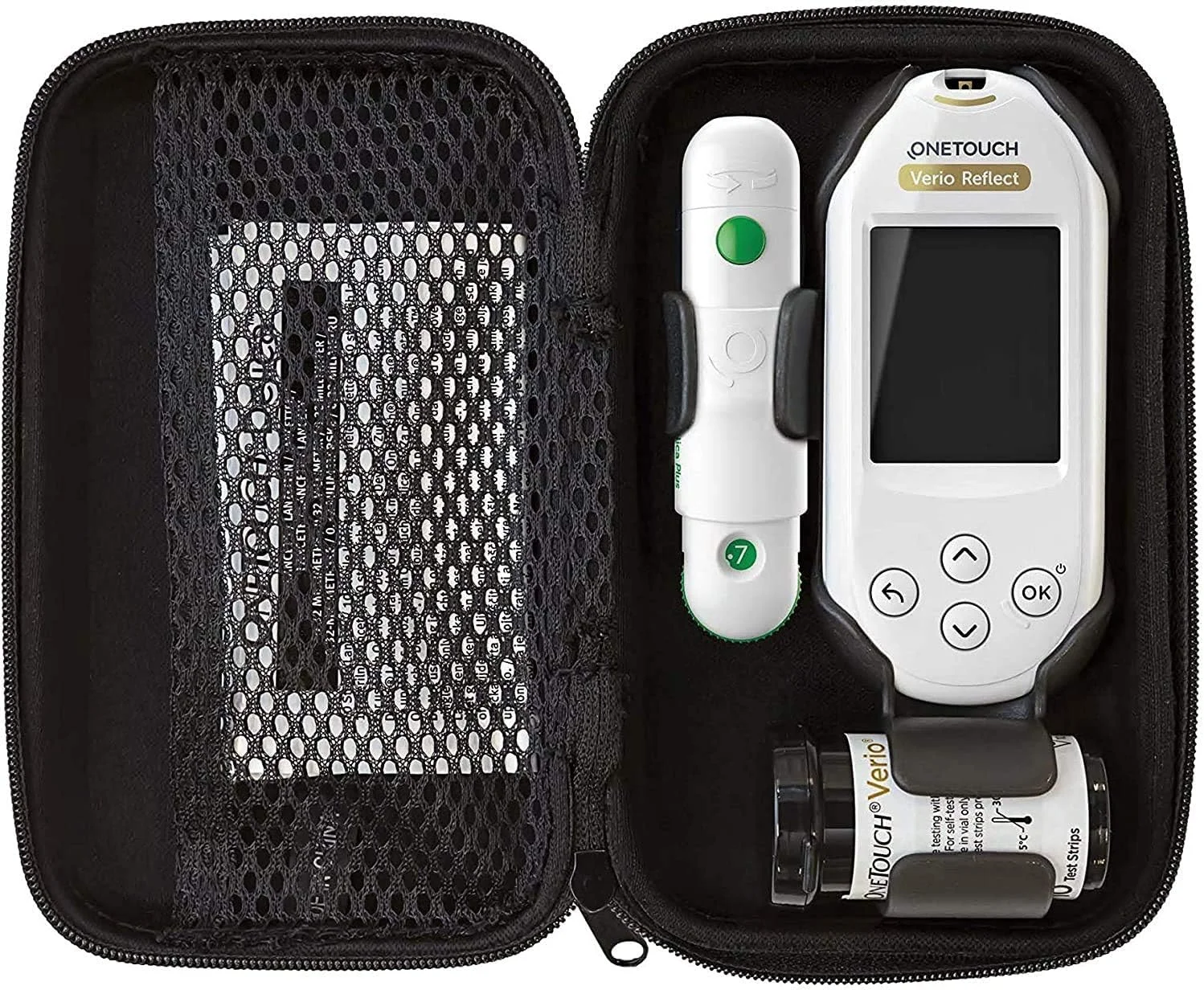 دستگاه تست قند خون OneTouch Verio Reflect | سیستم پایش قند خون شامل دستگاه قند خون، دستگاه لنست و 10 لنست استریل | گلوکومتر با دو زبان عربی و انگلیسی