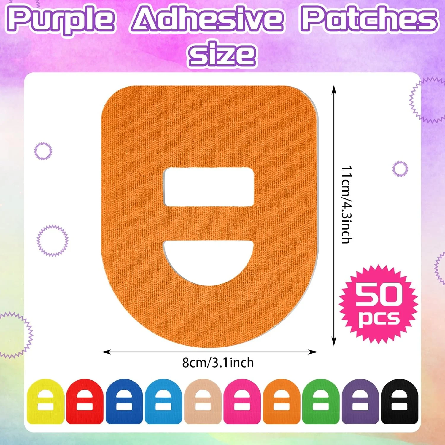 ۵۰ عدد چسب ضد آب از پیش برش خورده Nuanchu سازگار با Omnipod 5، دارای بند و مقاوم در برابر تعریق، محافظ سنسور مداوم گلوکز (رنگی)