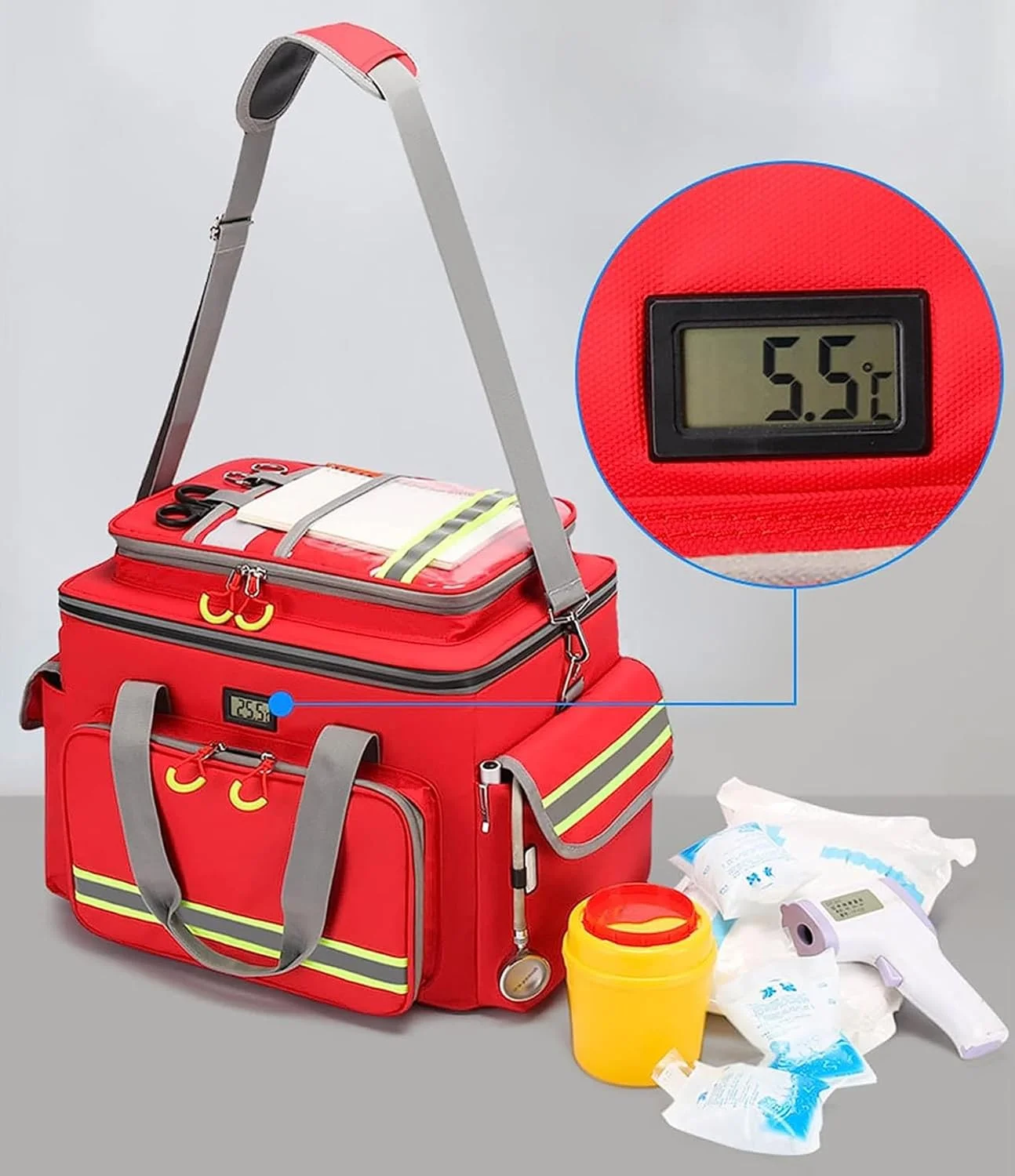 کیف خنک نگهدارنده انسولین با نمایشگر دما و بند شانه، کیف سازمان دهنده قابل حمل دارو برای لوازم دیابتی، قلم های انسولین، ویال ها، نوارهای تست قند خون و غیره (رنگ: B، سایز: L) کیف خنک نگهدارنده انسولین با نمایشگر دما و بند شانه، کیف سازمان دهنده قابل حمل دارو برای لوازم دیابتی، قلم های انسولین، ویال ها، نوارهای تست قند خون و غیره (رنگ: B، سایز: L)