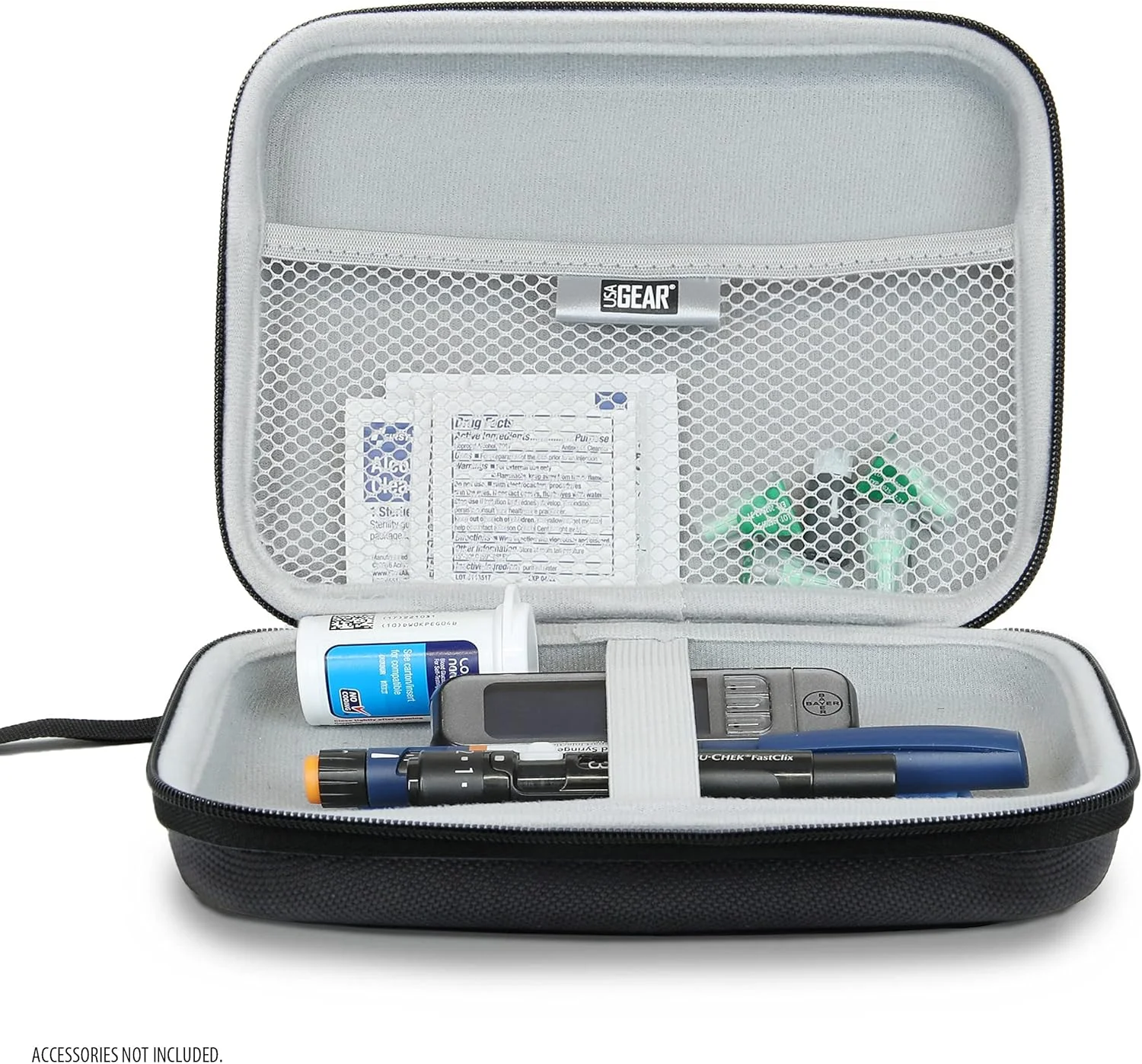 کیف حمل لوازم دیابت USA Gear - کیف محافظ سخت مانیتور گلوکز با زیپ و بند مچی، سازگار با سوزن های انسولین، لنست ها، کیسه های یخ، نوارهای تست گلوکز و موارد دیگر - مشکی، مشکی کیف حمل لوازم دیابت USA Gear - کیف محافظ سخت مانیتور گلوکز با زیپ و بند مچی، سازگار با سوزن های انسولین، لنست ها، کیسه های یخ، نوارهای تست گلوکز و موارد دیگر - مشکی، مشکی