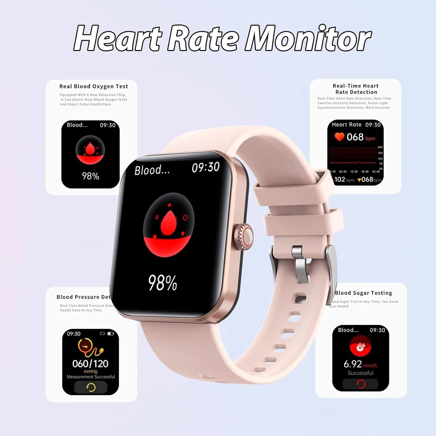 ساعت هوشمند X&Z-XAOY ردیاب تناسب اندام با فشار خون، ردیابی اکسیژن خون، پایش قند خون (رنگ: صورتی) ساعت هوشمند X&Z-XAOY ردیاب تناسب اندام با فشار خون، ردیابی اکسیژن خون، پایش قند خون (رنگ: صورتی)