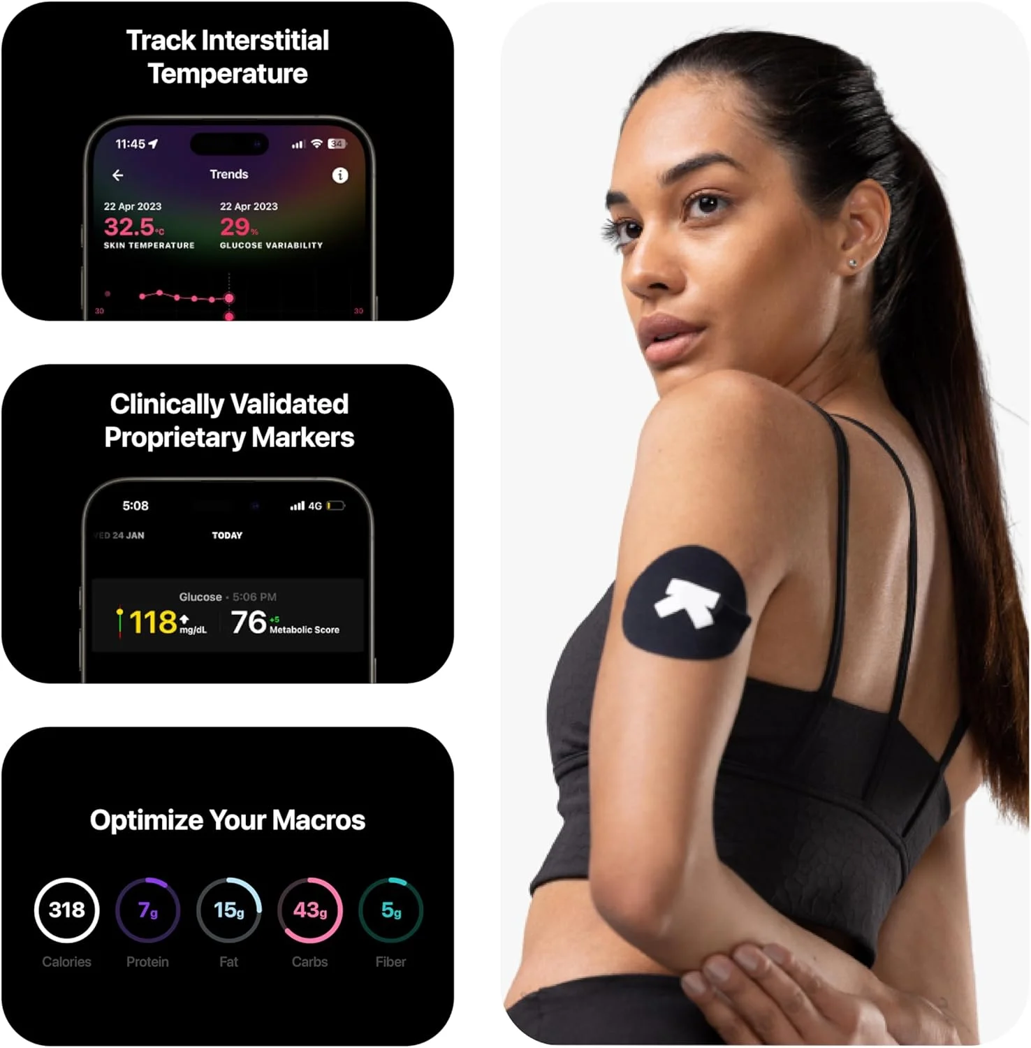 Ultrahuman M1 Live | ردیابی هوشمند گلوکز از طریق برنامه | سبک زندگی خود را ارتقا دهید، رژیم غذایی خود را بهینه کنید و به تمرینات خود انرژی دهید