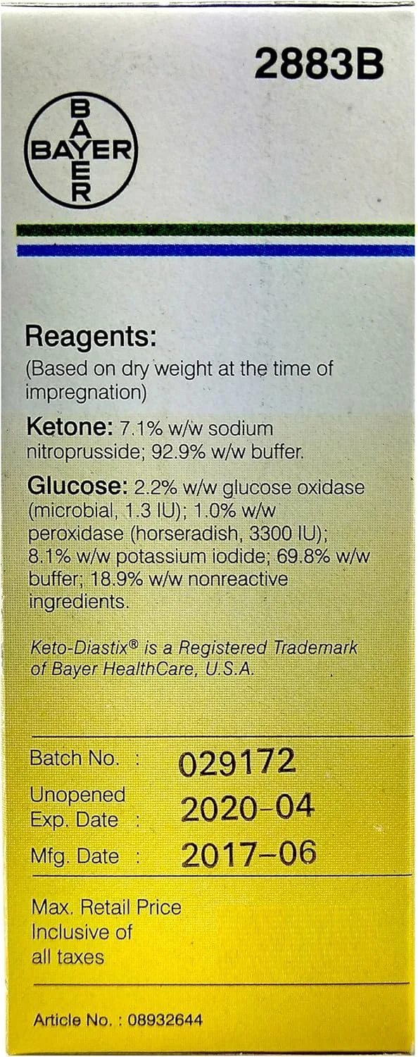 نوارهای معرف کیتو-دیاستیکس بایر برای تجزیه ادرار، 50 عدد (بسته 3 عددی) نوارهای معرف کیتو-دیاستیکس بایر برای تجزیه ادرار، 50 عدد (بسته 3 عددی)