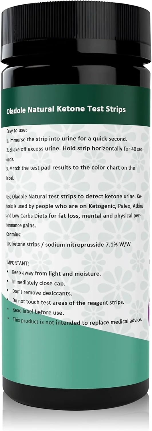 نوارهای تست کتون طبیعی Oladole - 100 نوار | نوارهای معرف با کیفیت عالی برای تجزیه ادرار برای آقایان و بانوان نوارهای تست کتون طبیعی Oladole - 100 نوار | نوارهای معرف با کیفیت عالی برای تجزیه ادرار برای آقایان و بانوان