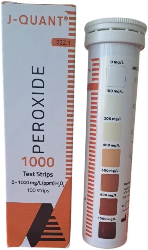 نوار تست پراکسید جانسون، 222.1، J-Quant، 0 تا 1000 PPM، 100 نوار در هر ویال نوار تست پراکسید جانسون، 222.1، J-Quant، 0 تا 1000 PPM، 100 نوار در هر ویال