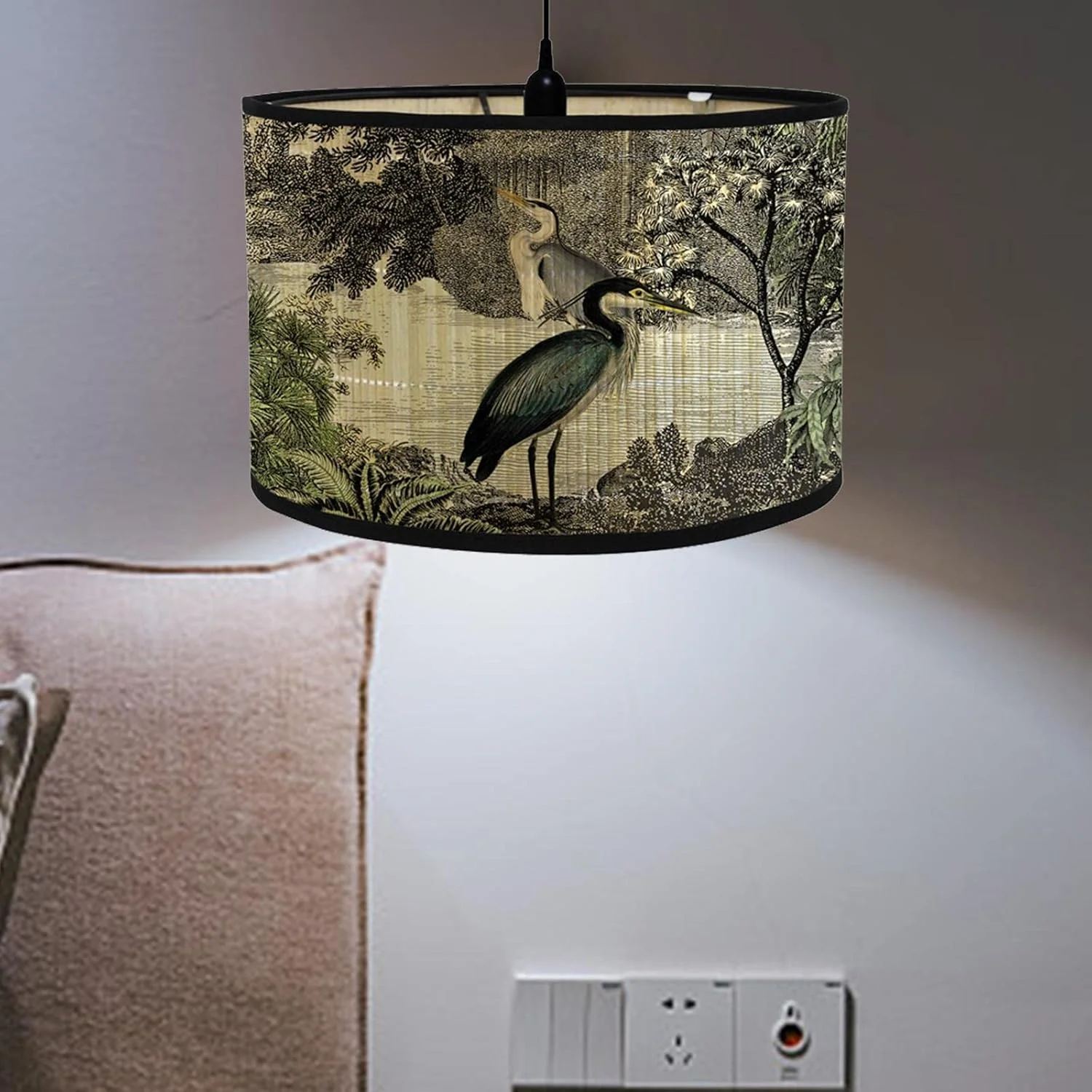 آباژور طرح درام، روکش چراغ سبک قدیمی برای سرپیچ لامپ E26/E27، مدل آویز A