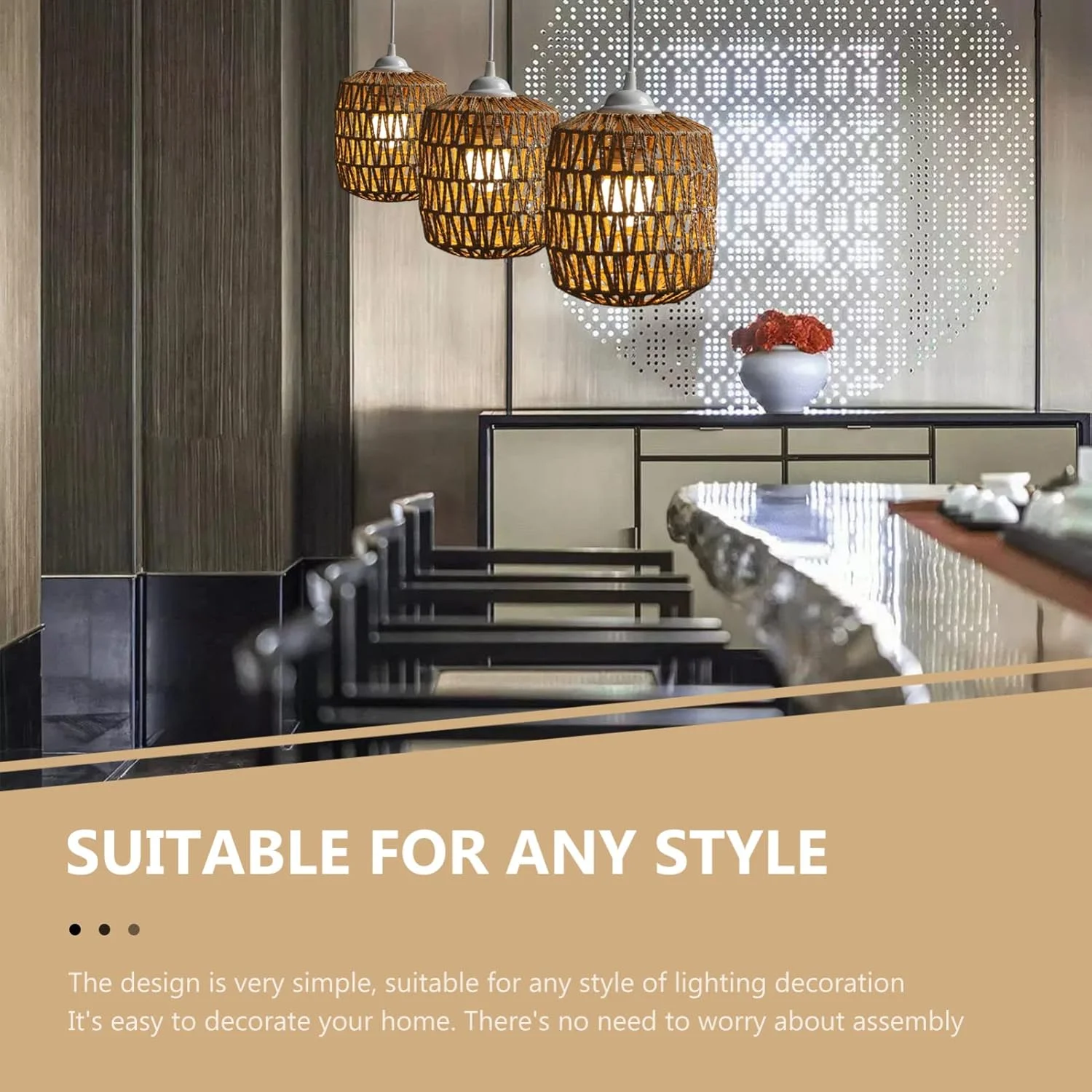 آباژور حصیری سقفی: روکش چراغ آویز بافته شده با طناب، آباژور روستایی برای لوستر خانه روستایی برای دکوراسیون اتاق نشیمن، اتاق خواب، فروشگاه