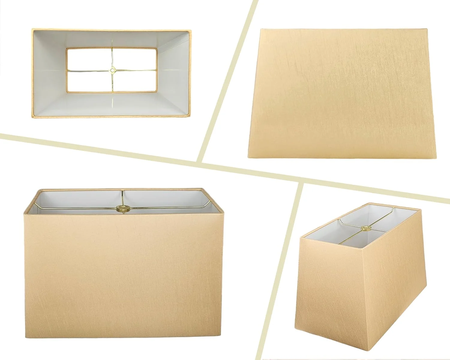 کلاهک مستطیلی سفت چراغ، طلایی عتیقه، (6x12) x (8x14) x 10