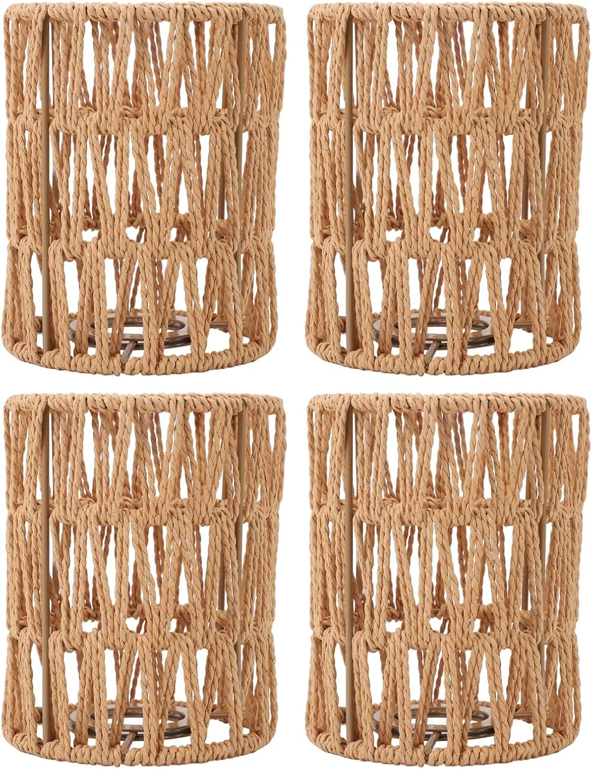 چهار عدد آباژور حصیری، آباژورهای حصیری طرح قدیمی بافته شده با دست به سبک بوهو برای چراغ های ایستاده، لوسترها، چراغ های رومیزی و چراغ های دیواری چهار عدد آباژور حصیری، آباژورهای حصیری طرح قدیمی بافته شده با دست به سبک بوهو برای چراغ های ایستاده، لوسترها، چراغ های رومیزی و چراغ های دیواری