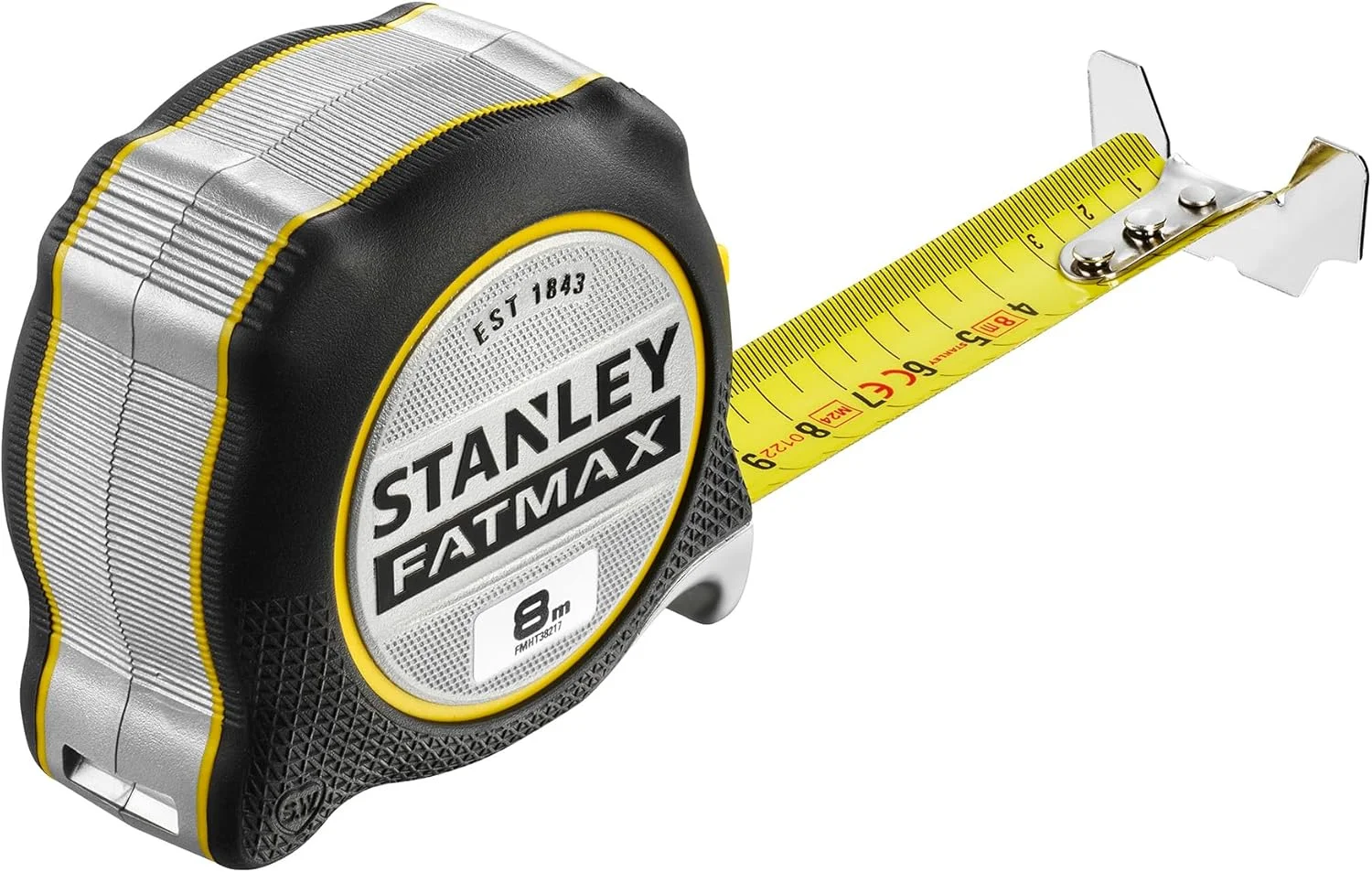 متر نواری 8 متری استنلی Fatmax Xtreme FMHT38217-0 (دارای ترمز انگشتی یکپارچه، نوار 16 سانتی متری با پوشش Bladearmor، قلاب فوق العاده بزرگ، چاپ دو طرفه، بدنه دو ماده ای محکم) متر نواری 8 متری استنلی Fatmax Xtreme FMHT38217-0 (دارای ترمز انگشتی یکپارچه، نوار 16 سانتی متری با پوشش Bladearmor، قلاب فوق العاده بزرگ، چاپ دو طرفه، بدنه دو ماده ای محکم)