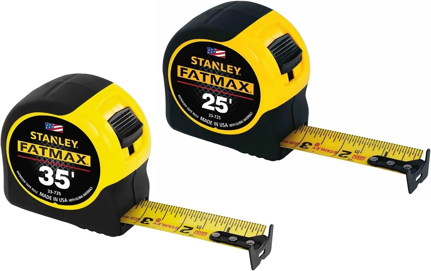 مجموعه دو عددی متر نواری استنلی Fatmax مدل 33-735-25، 10.5 متری و 7.5 متری، زرد