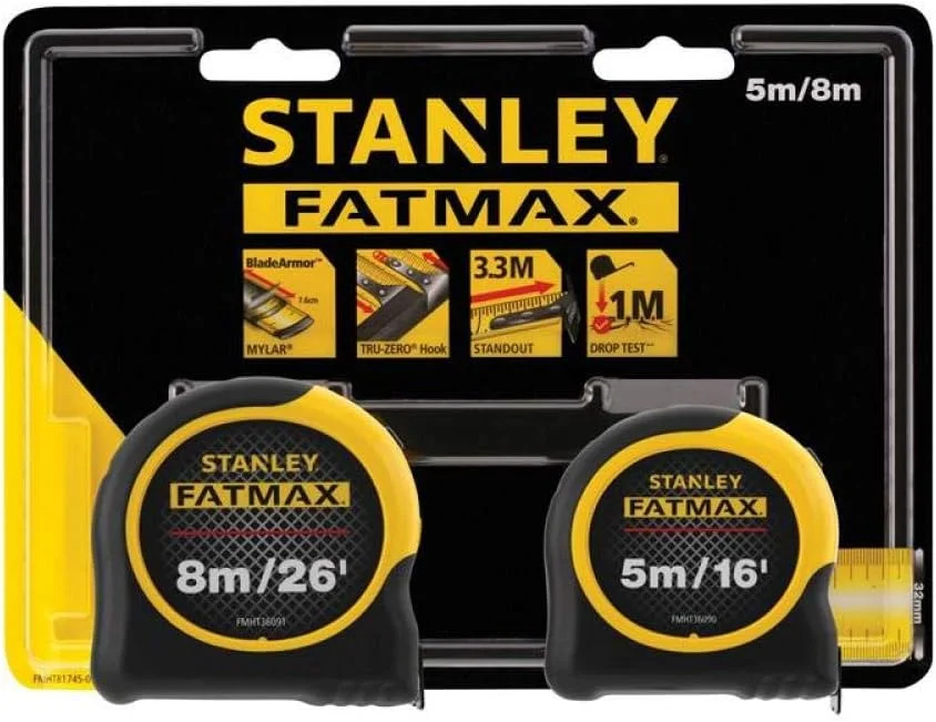 متر نواری دوقلو استنلی مدل STA081745 FatMax Classic، 5 و 8 متری (عرض 32 میلیمتر) متر نواری دوقلو استنلی مدل STA081745 FatMax Classic، 5 و 8 متری (عرض 32 میلیمتر)