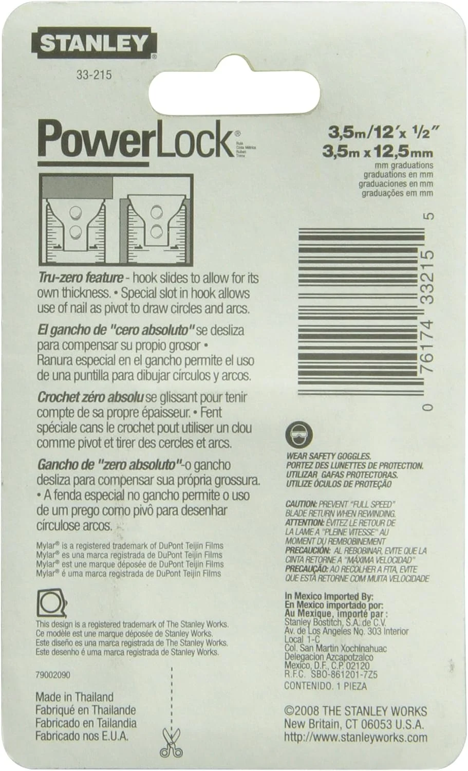 متر نواری استنلی مدل PowerLock 33-215، طول 3.6 متر، عرض 1.27 سانتی متر