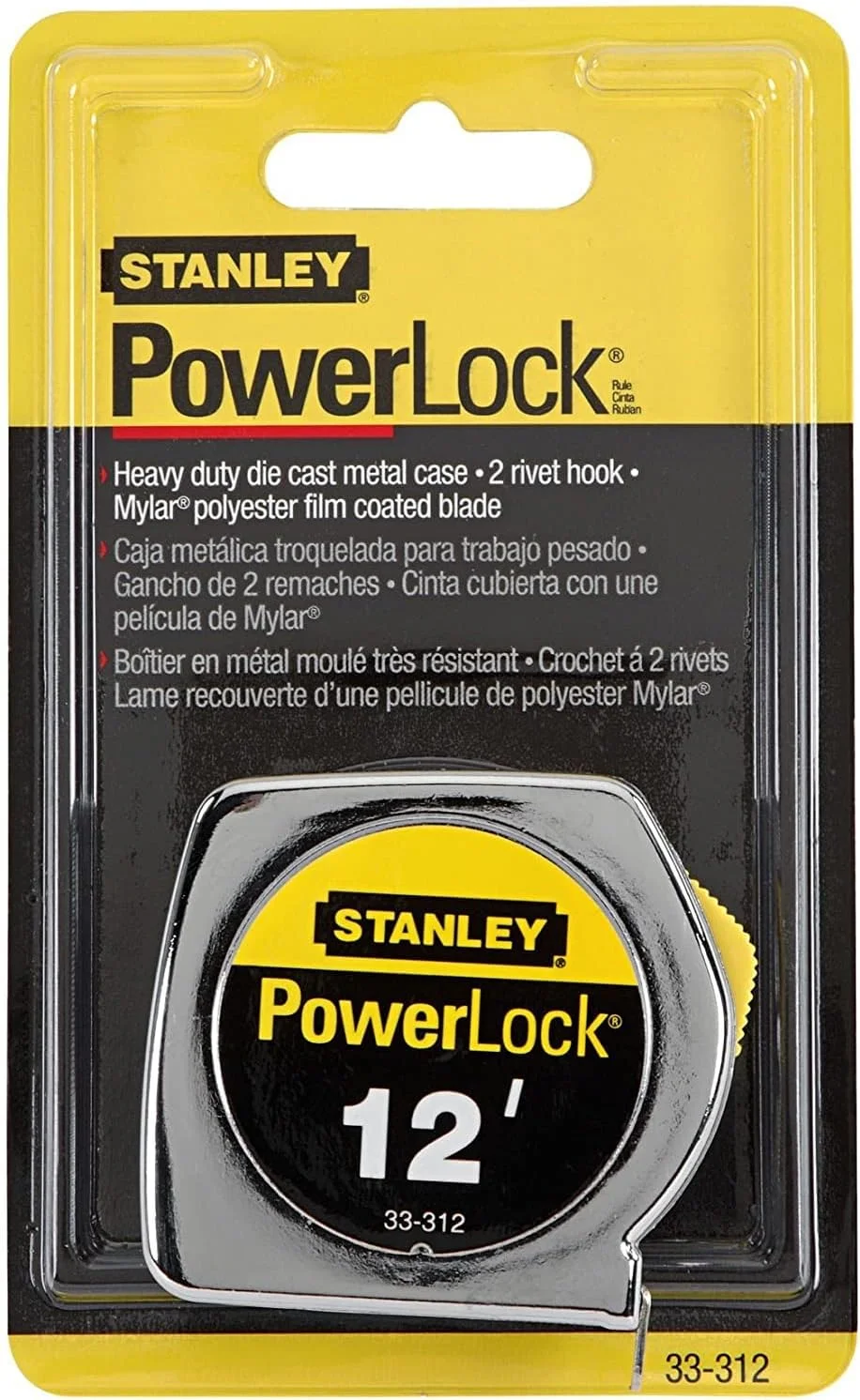 متر نواری حرفه ای استنلی PowerLock مدل 33-312 با عرض 3/4 اینچ و طول 12 فوت (بسته 3 عددی)