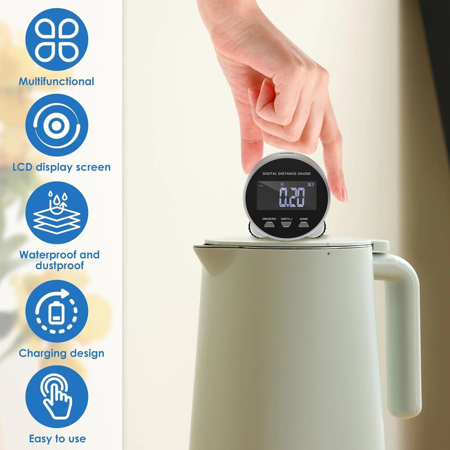 متر نواری دیجیتال، متر اندازه گیری الکترونیکی کوچک، مسافت طولانی هوشمند، صفحه نمایش LCD، قابل استفاده مجدد، بادوام، راحت، قابل شارژ USB، برای اندازه گیری کارگران، نجاران، ابزار اندازه گیری خانگی