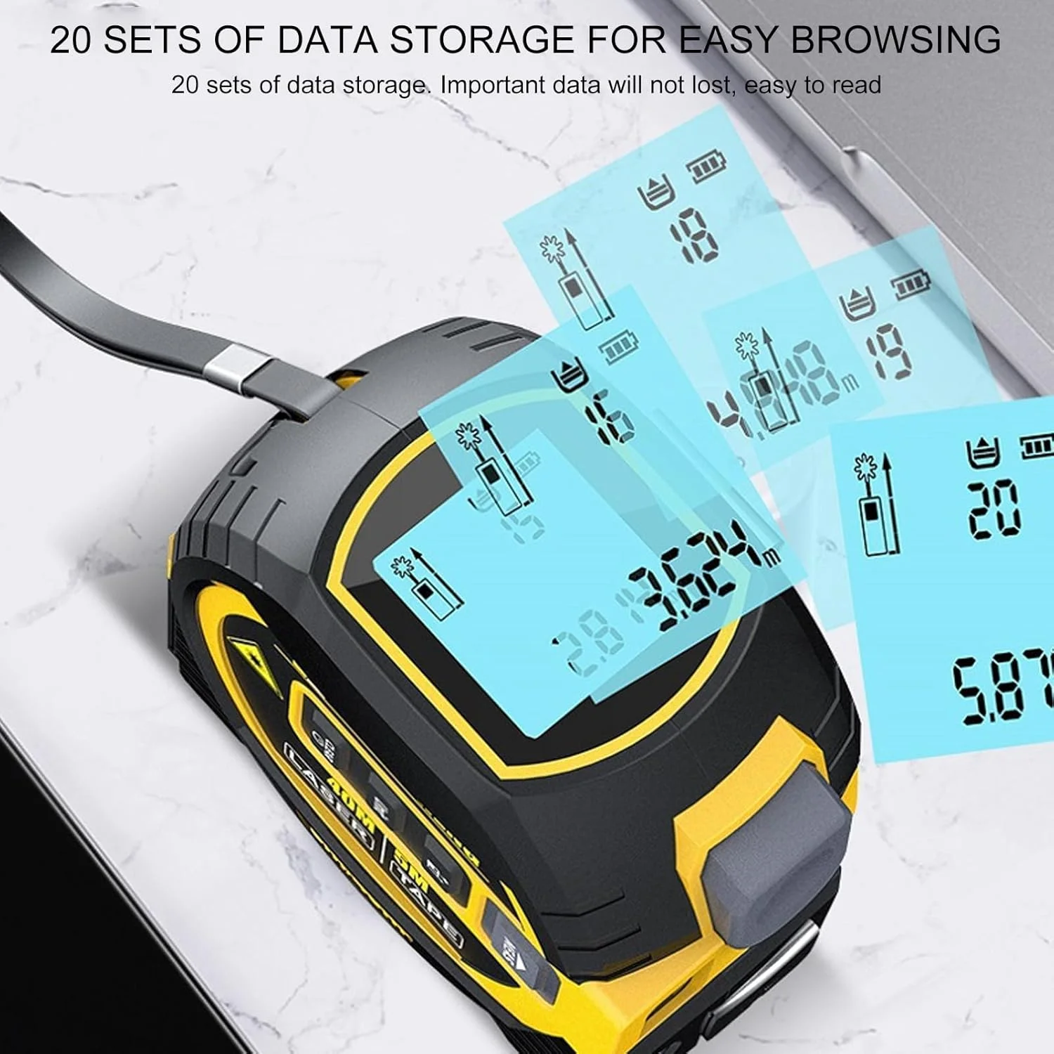 متر نواری دیجیتال 3 در 1 سوراندی، خط عمودی متقاطع، ابزار اندازه گیری با مسافت یاب، متر نواری 5 متری و ابزار علامت گذاری متقاطع متر نواری دیجیتال 3 در 1 سوراندی، خط عمودی متقاطع، ابزار اندازه گیری با مسافت یاب، متر نواری 5 متری و ابزار علامت گذاری متقاطع