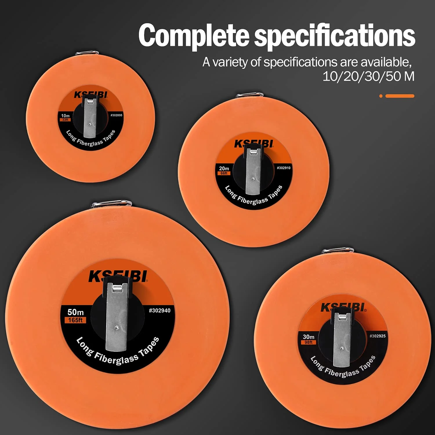 متر نواری فایبرگلاس بلند KSEIBI 302910 با چاپ دو طرفه اینچ/متر برای کارهای ساختمانی (20 متر) متر نواری فایبرگلاس بلند KSEIBI 302910 با چاپ دو طرفه اینچ/متر برای کارهای ساختمانی (20 متر)