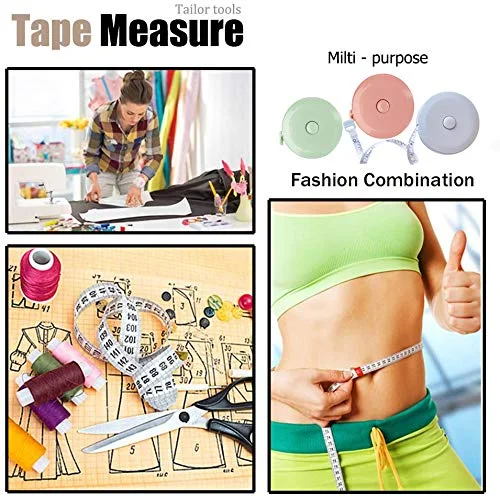 ایمند 3 عددی خط کش فیبری، خط کش های اندازه گیری 150 سانتی متری، متر نواری نرم خیاطی، اندازه گیری بدن، 3 رنگ