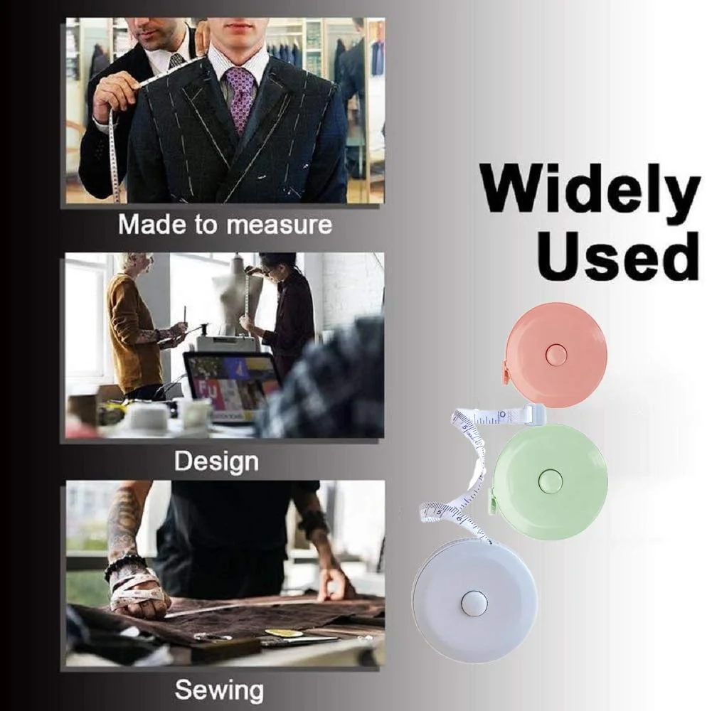 ایمند 3 عددی خط کش فیبری، خط کش های اندازه گیری 150 سانتی متری، متر نواری نرم خیاطی، اندازه گیری بدن، 3 رنگ