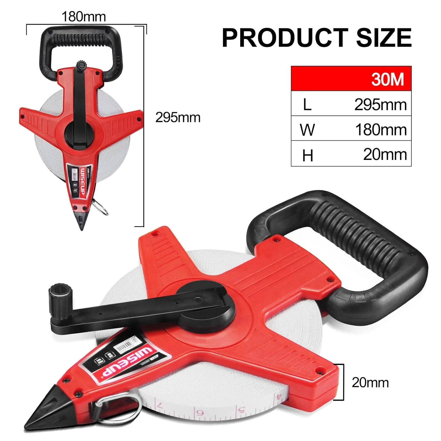 متر نواری 30 متری WISEUP، استاندارد و متریک، صنعتی، نوار اندازه گیری بلند، فایبرگلاس، مهندسی، قرقره باز، دو طرفه (30 متر) متر نواری 30 متری WISEUP، استاندارد و متریک، صنعتی، نوار اندازه گیری بلند، فایبرگلاس، مهندسی، قرقره باز، دو طرفه (30 متر)