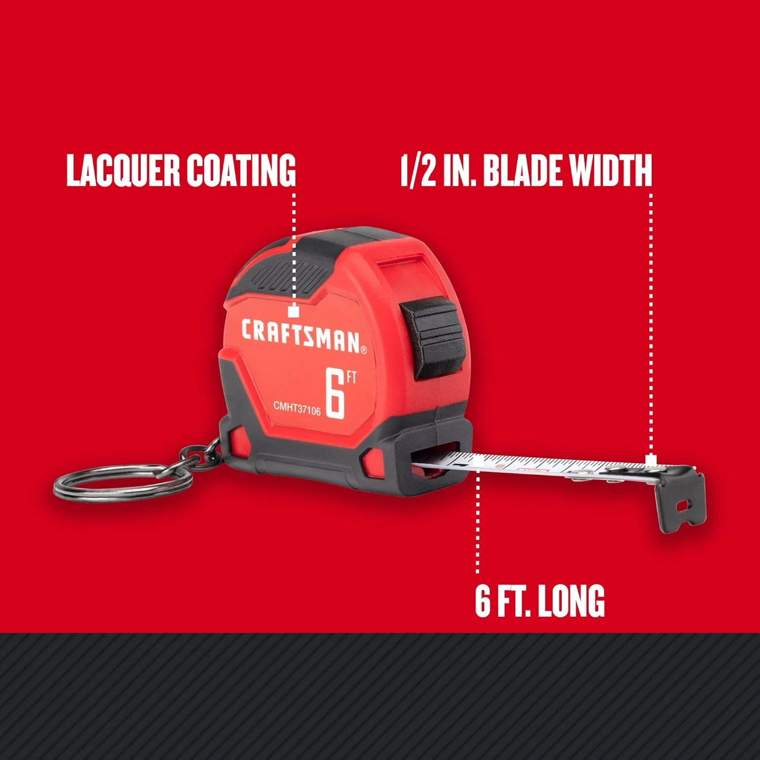 متر جیبی جاکلیدی CRAFTSMAN، 6 فوت (CMHT37106G) متر جیبی جاکلیدی CRAFTSMAN، 6 فوت (CMHT37106G)