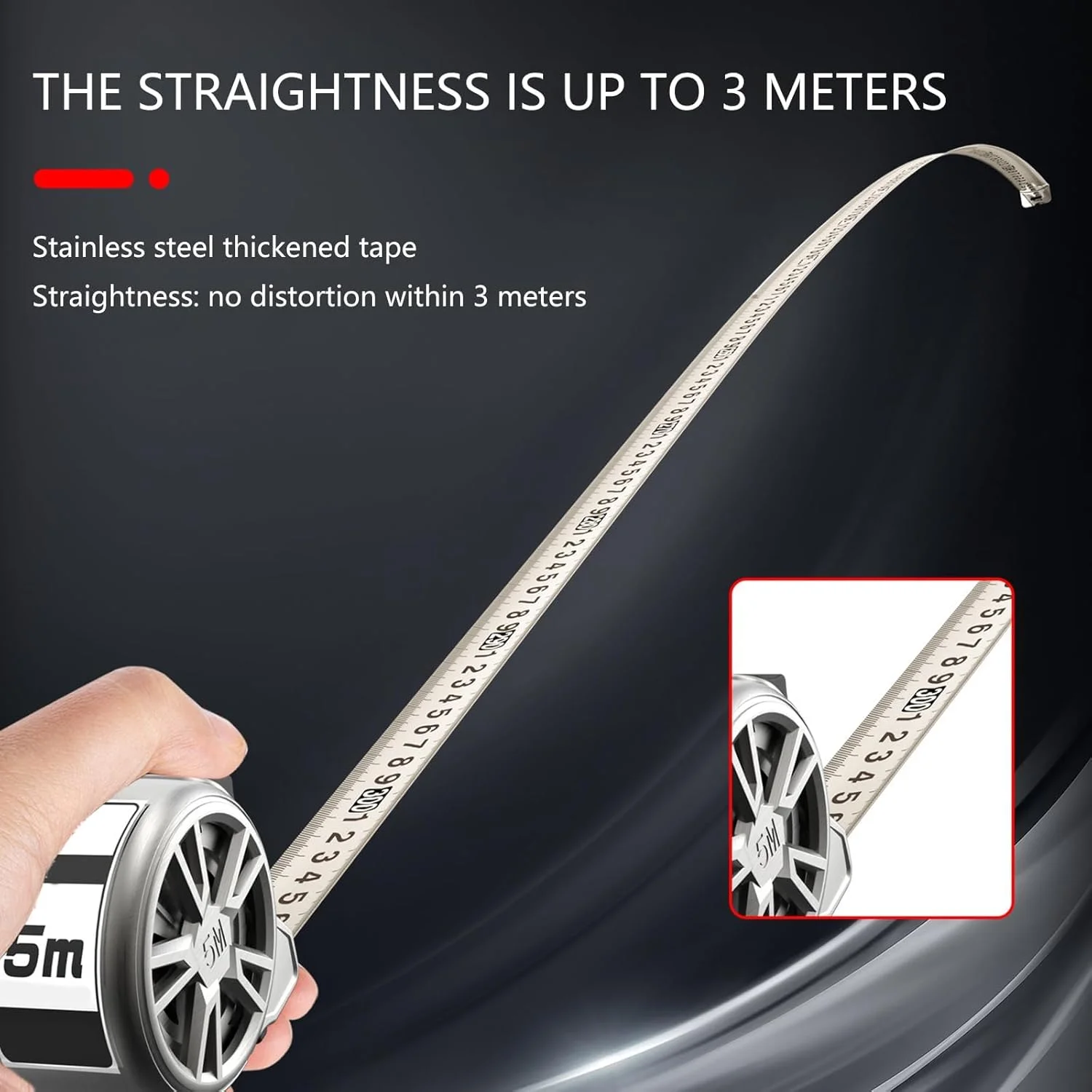 متر نواری توخالی 5 متری، متر فلزی ضد زنگ، خط کش متریک برای ساخت و ساز، استفاده صنعتی، ابزار قابل حمل