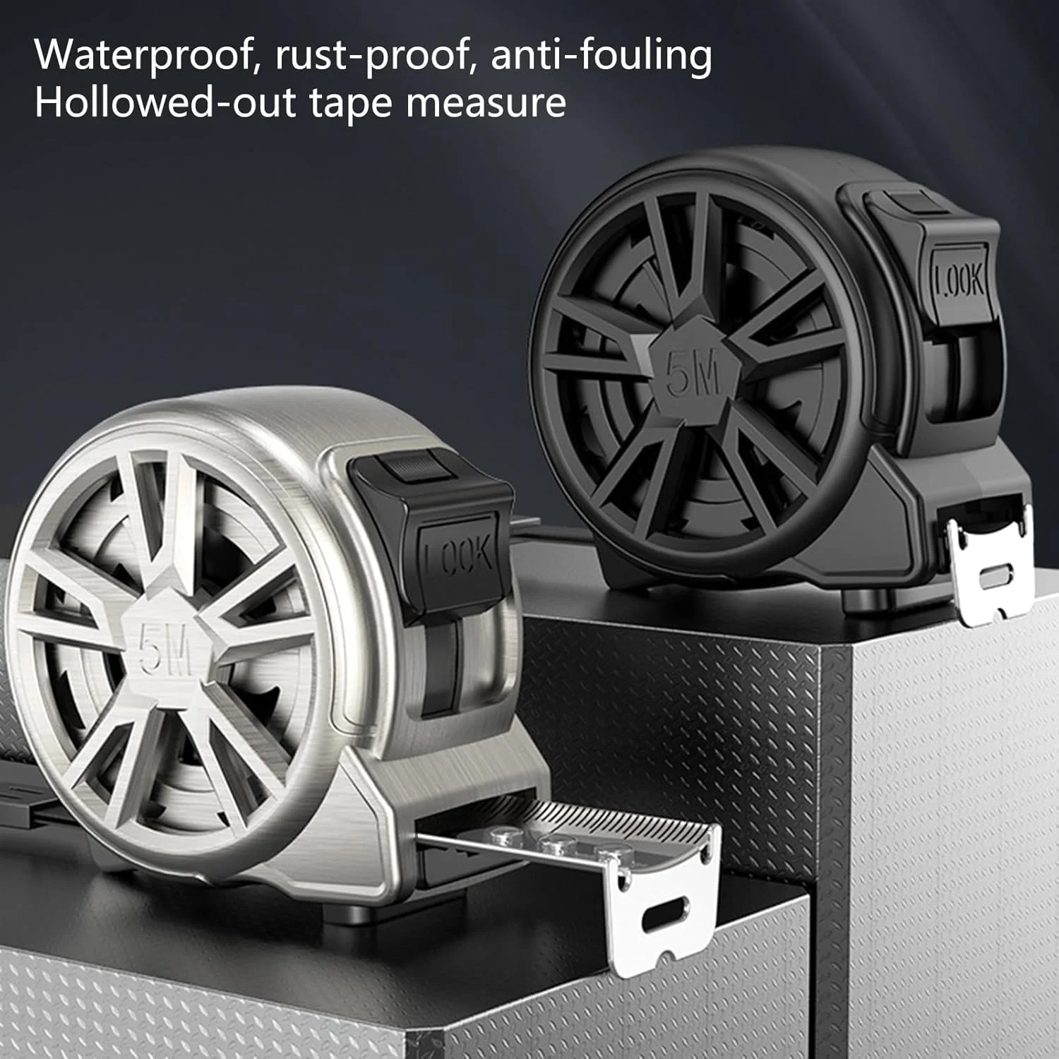 متر نواری توخالی 5 متری، متر فلزی ضد زنگ، خط کش متریک برای ساخت و ساز، استفاده صنعتی، ابزار قابل حمل