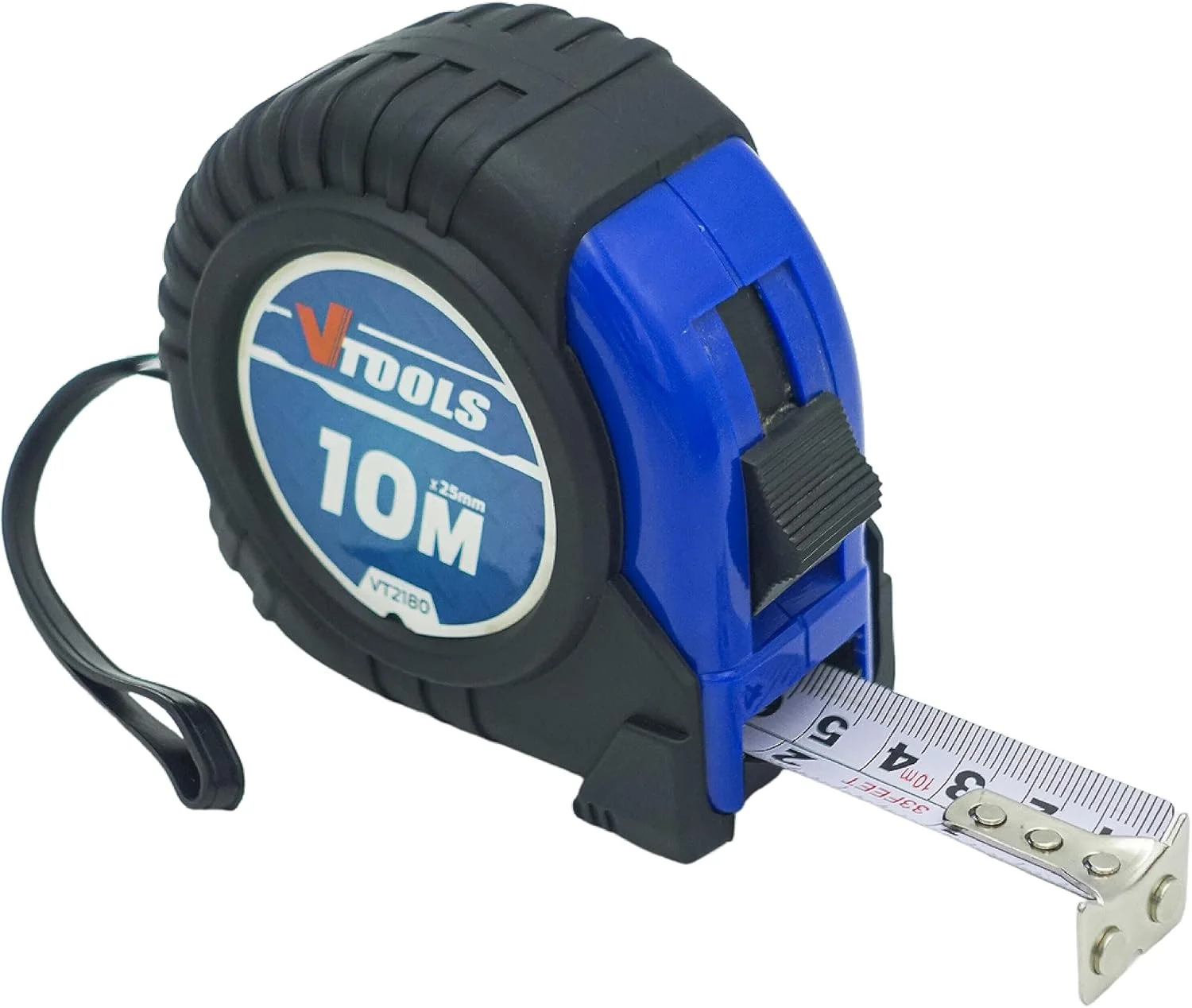 متر نواری 10 متری VTOOLS، ضخامت تیغه 1 میلی متر، متر نواری خود قفل شونده، خوانا، قلاب نوک مغناطیسی و بدنه ضد ضربه، VT2180 متر نواری 10 متری VTOOLS، ضخامت تیغه 1 میلی متر، متر نواری خود قفل شونده، خوانا، قلاب نوک مغناطیسی و بدنه ضد ضربه، VT2180