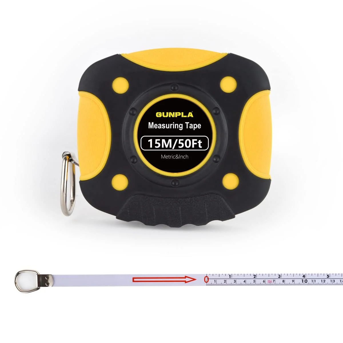 متر نواری 15 متری، متر جمع شونده امپریال و متریک با نوار فولادی سفید برای ساخت و ساز، مصارف خانگی و اندازه گیری نجاری